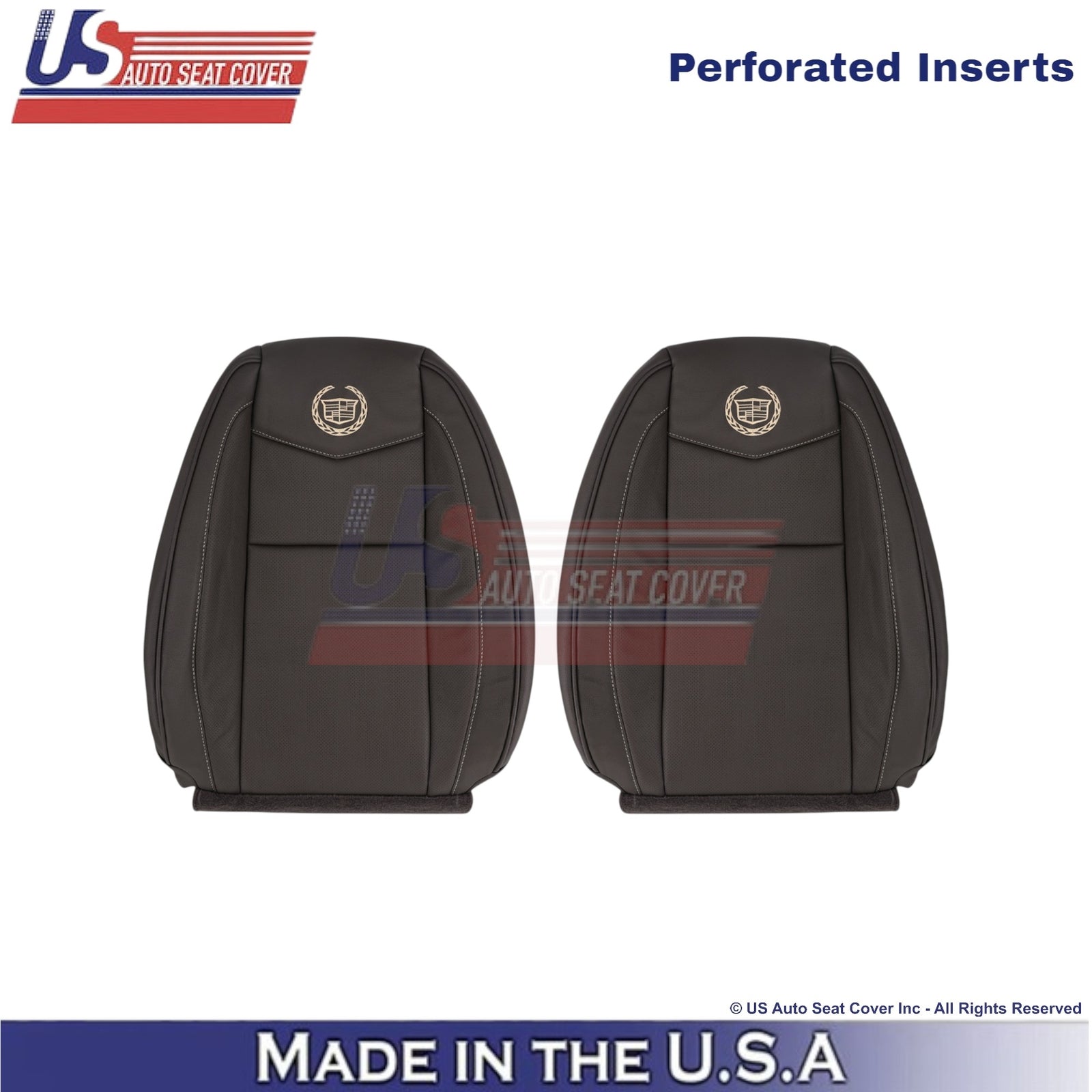 2007-2014 For Cadillac Escalade Platinum Leatherette Front Top Seat Covers Brown