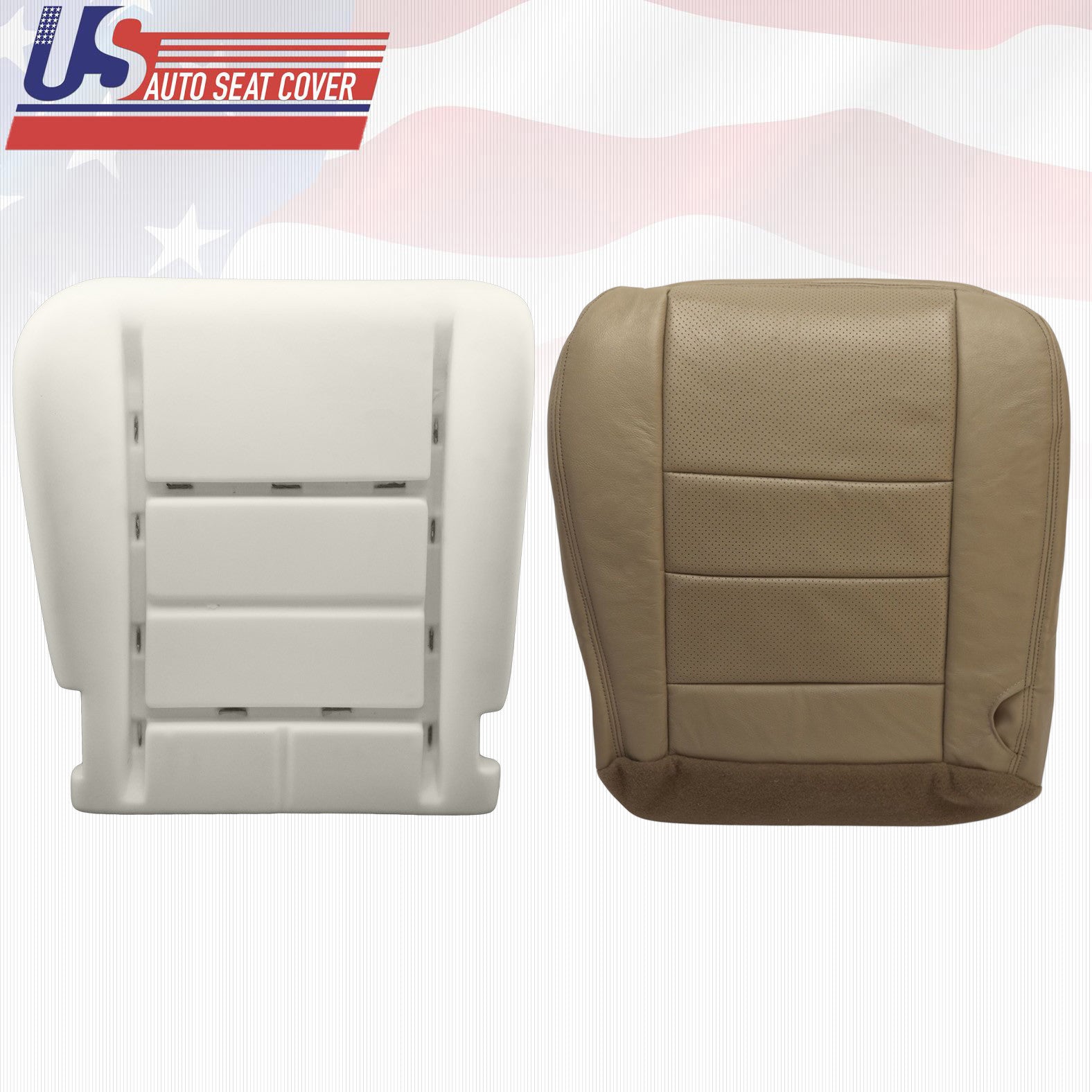 2002 to 2007 Ford F250 Lariat Driver bottom Perforated Leather Seat Cover & Foam