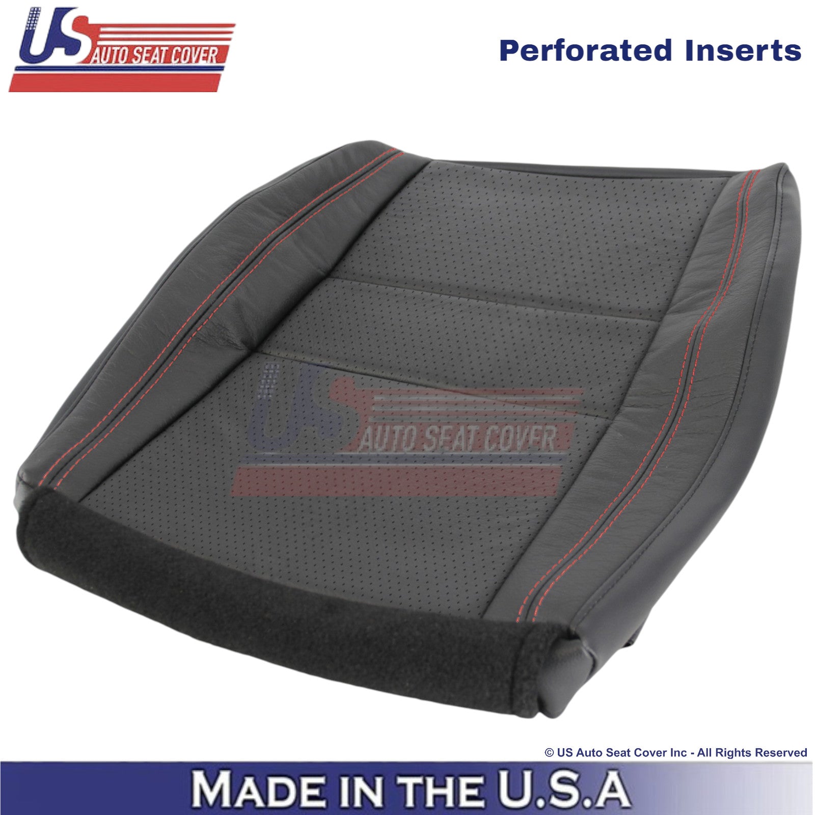 2011-2025 For Dodge Durango Genuine Leather Driver Bottom Cover Black-Red Stitch