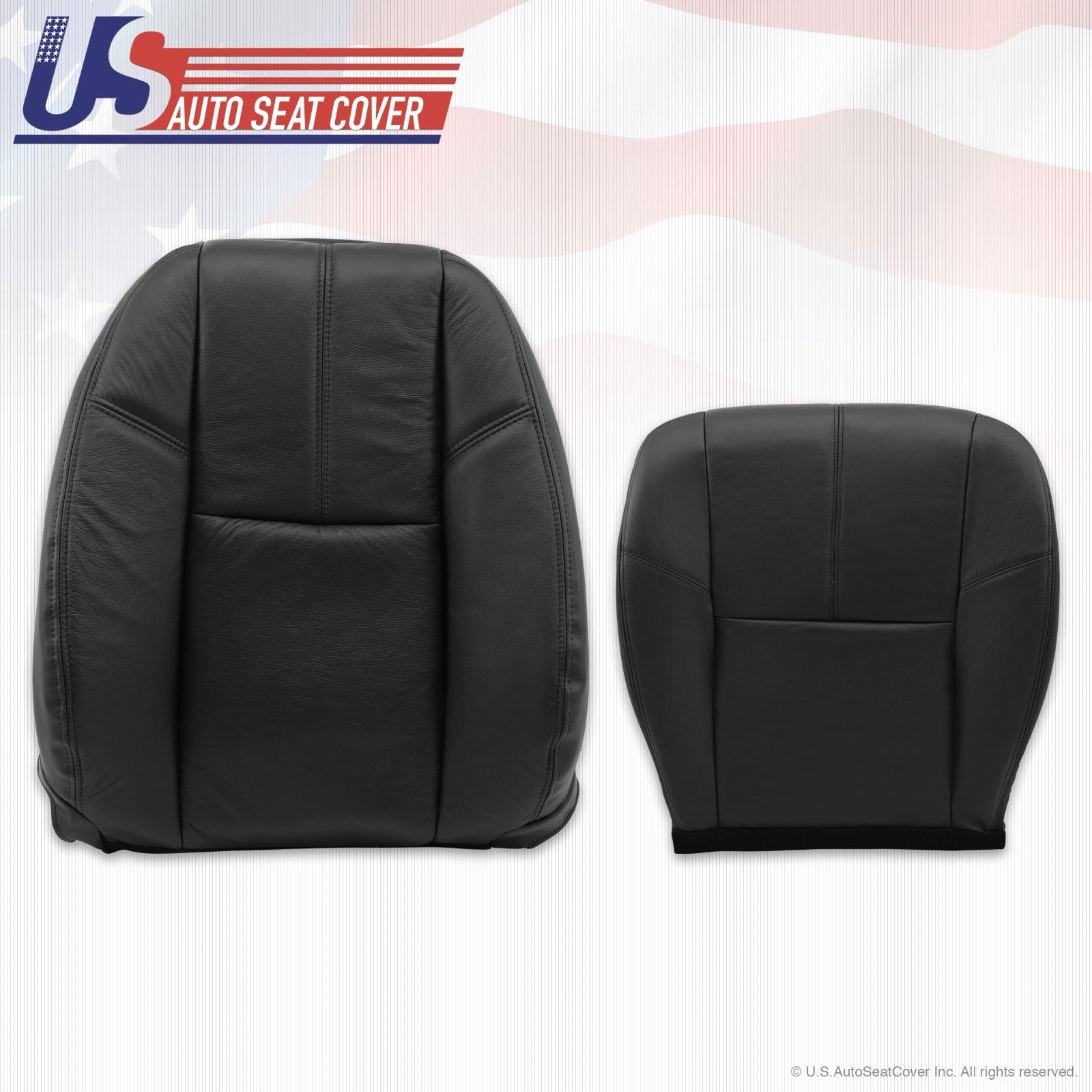 2007 - 2012 GMC Sierra Driver Bottom & Top Lean Back Leather Upholstery Black