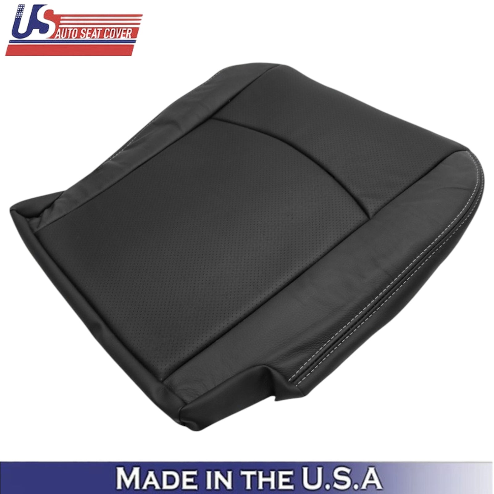 2013-2018 For Dodge Ram 2500 Leatherette Front Covers Black with White Stitching