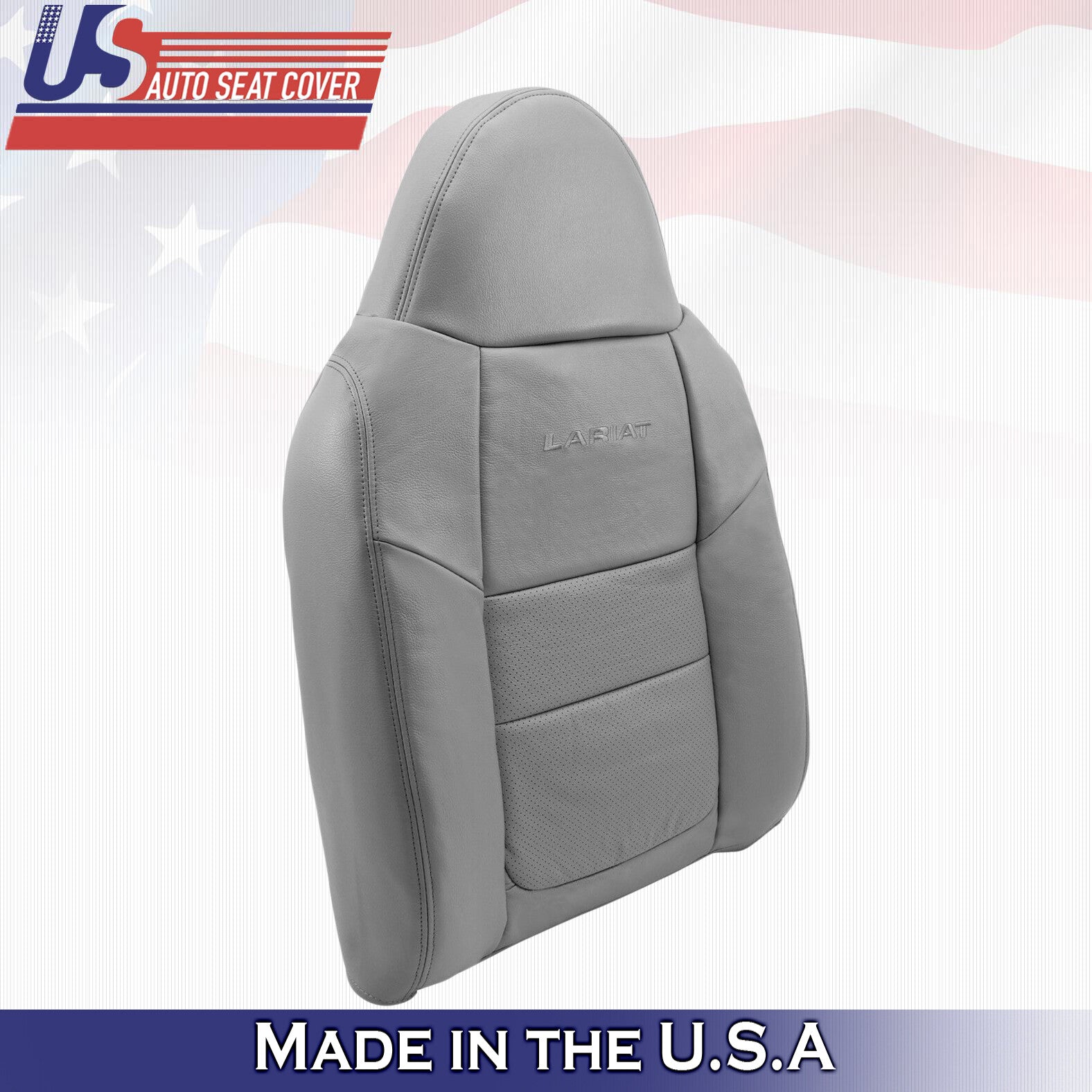 2001 For Ford F250 Lariat Driver & Passenger Top Perforated Leather Covers Gray