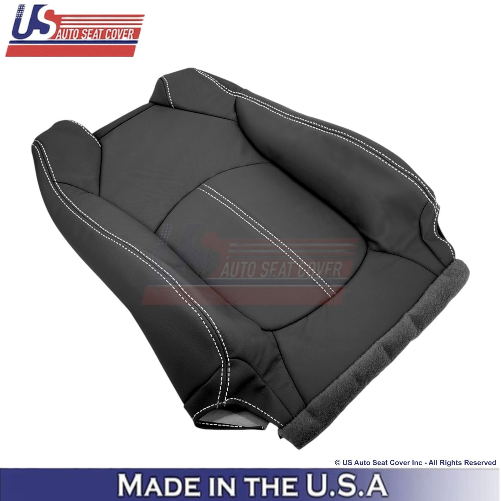 2013-2017 Fits Chevy Traverse Genuine Leather Front Top Covers Ebony-White Stch