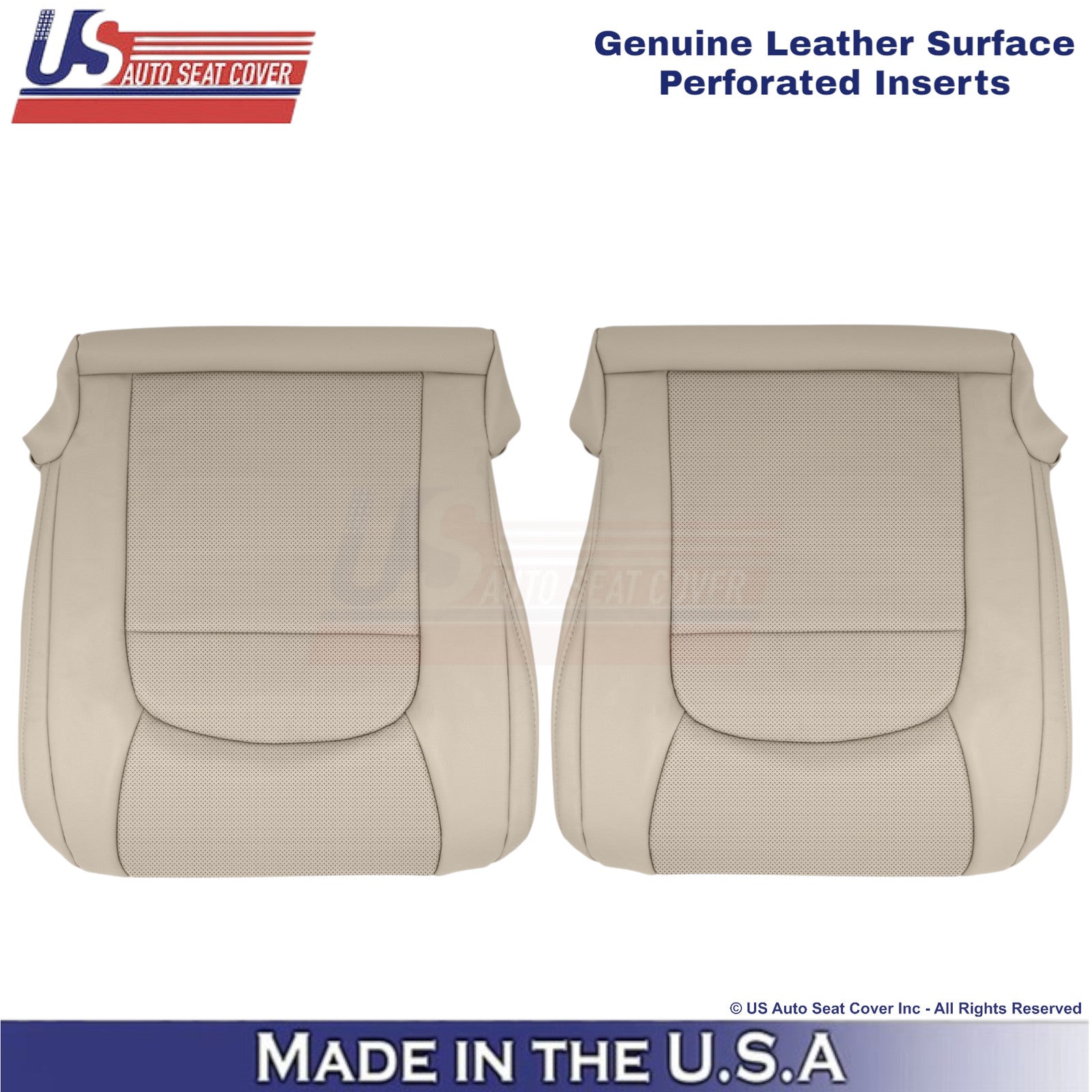 2008-2021 For Toyota Land Cruiser Genuine Leather Perf. Front Bottom Covers Tan