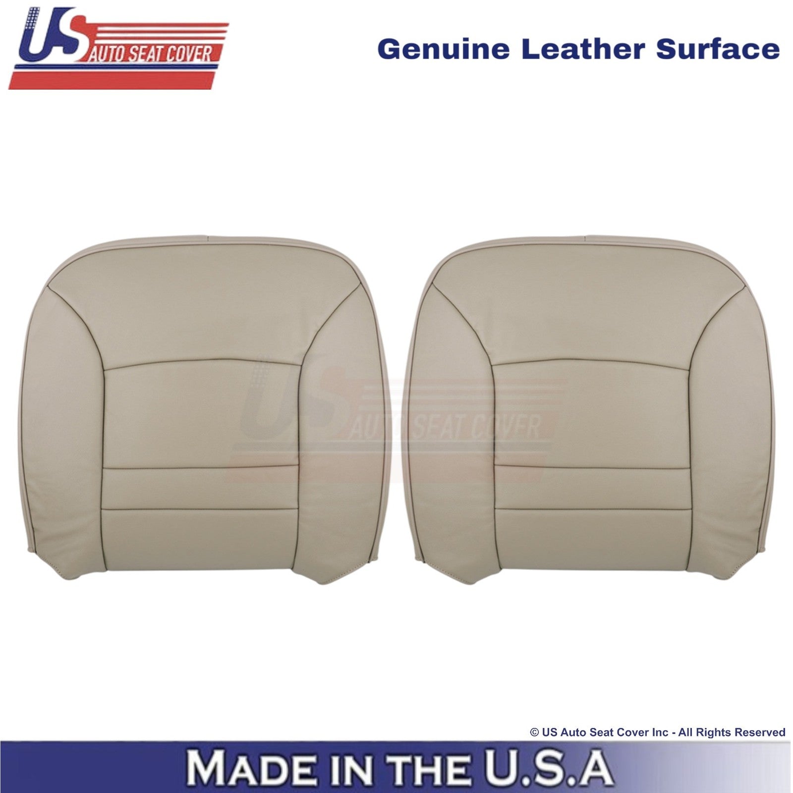 1998-2002 Fits Ford Crown Victoria Genuine Leather Front Top Seat Covers Tan