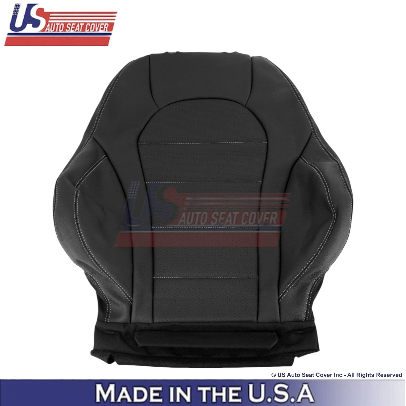 16-21 For Mercedes Benz GLC Class Leather Front Top Covers Black - White Stitch