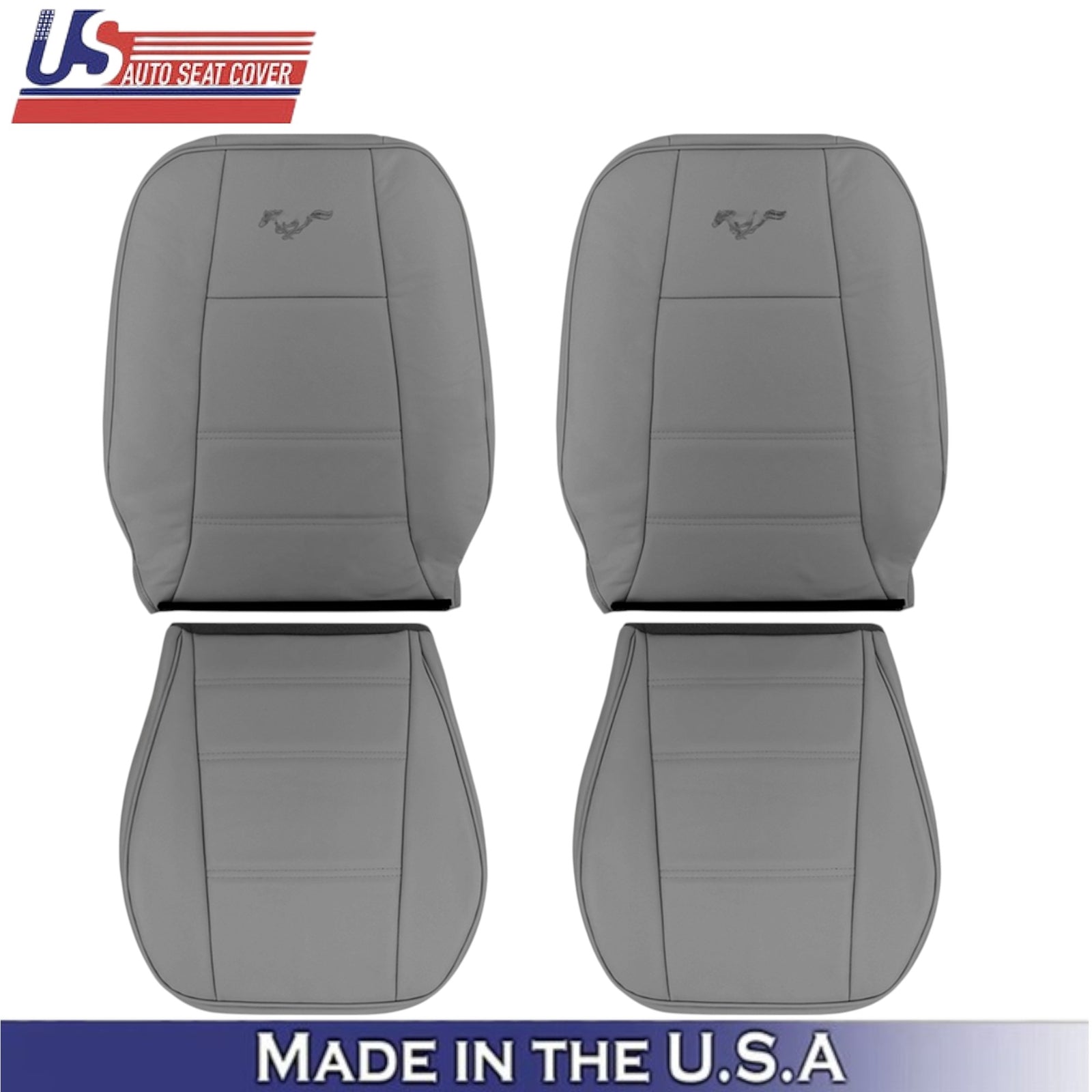 1999-2004 For Ford Mustang V6 Leatherette Front Seat Covers Medium Graphite Gray
