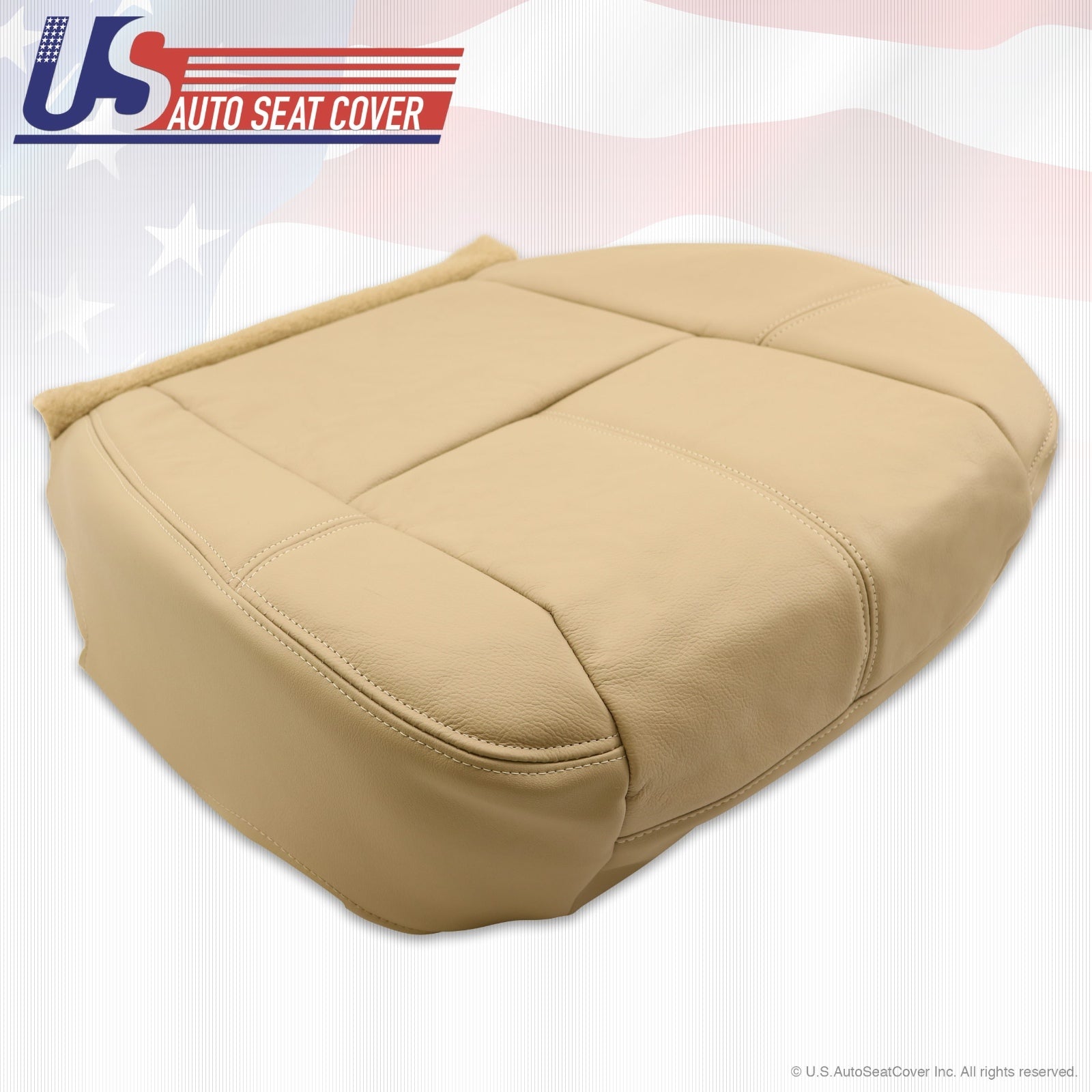 For a 2007 to 2012 GMC Sierra  Leather Driver Bottom Seat Upholstery Light Tan
