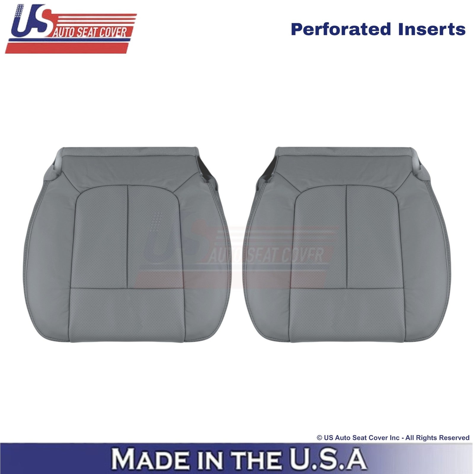 2011-2014 Fits Ford F150 Lariat Leatherette Perf. Front Bottom Seat Covers Steel
