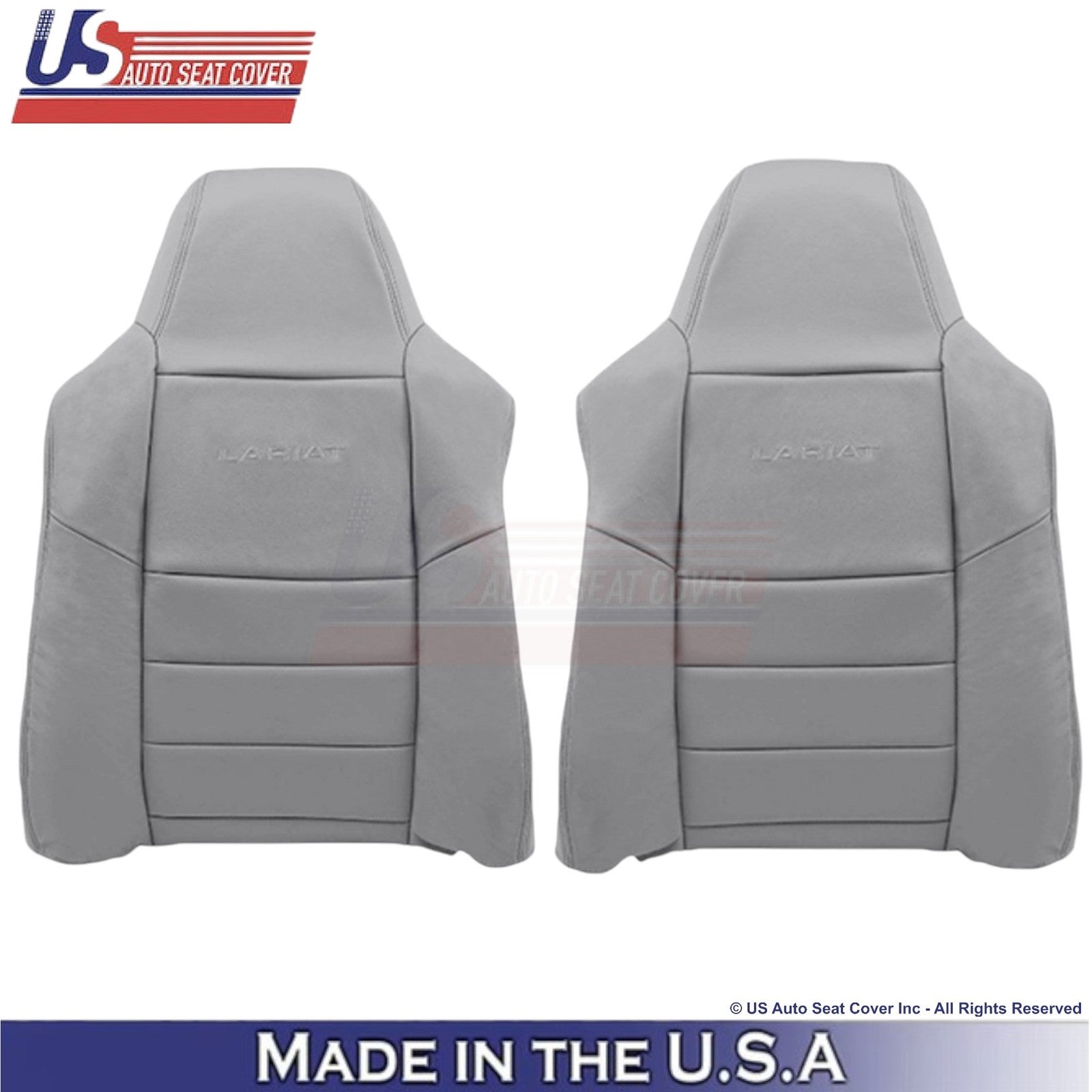 2003-2007 Fits Ford F250 F350 Lariat Leatherette Front Top OEM Seat Covers Gray