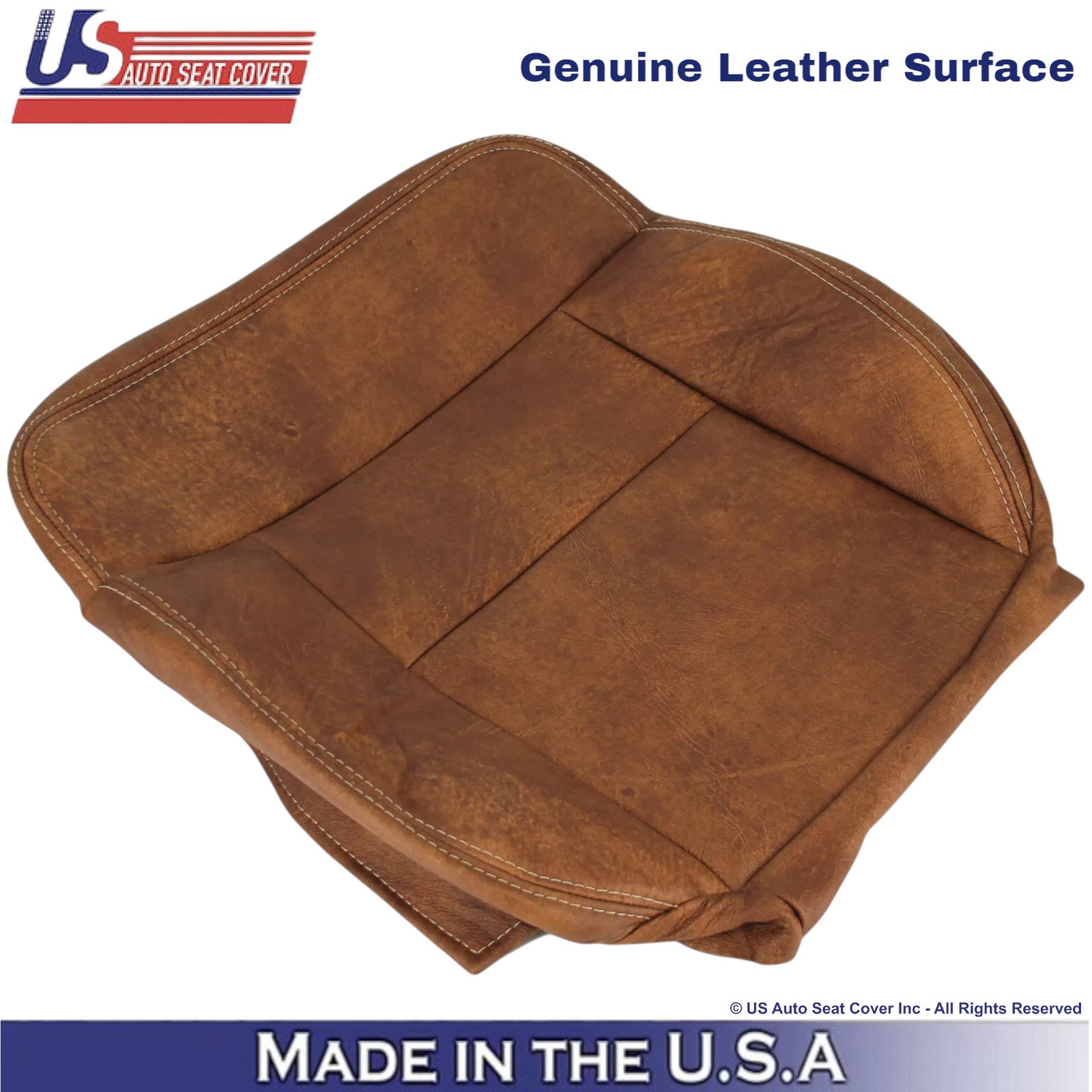 2004-2008 Fits Ford F-150 King Ranch Leather Driver Bottom Seat Cover Brown