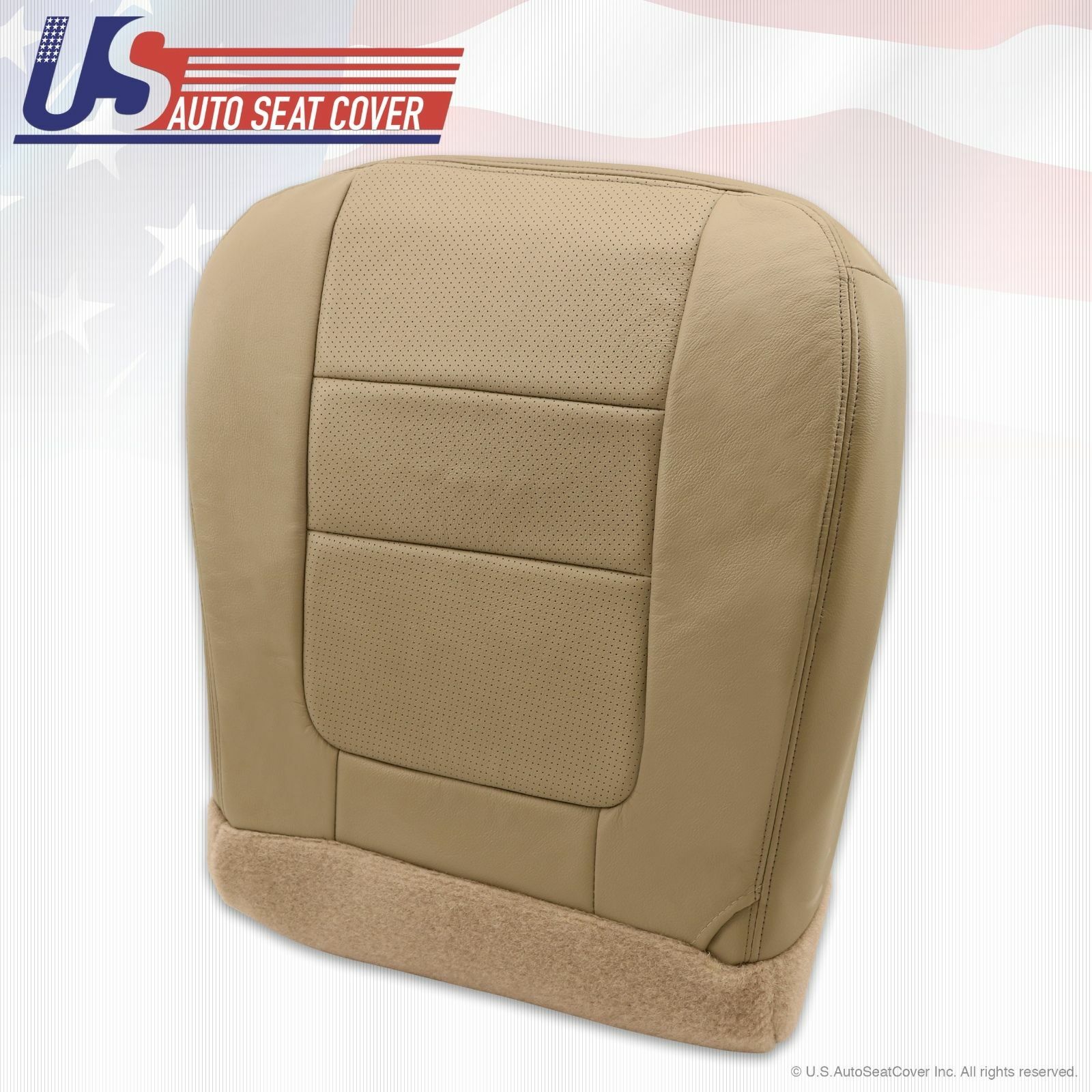 2001 Fits Ford F-350 Lariat Driver Top & Bottom Lean Back Leather Seat Cover Tan