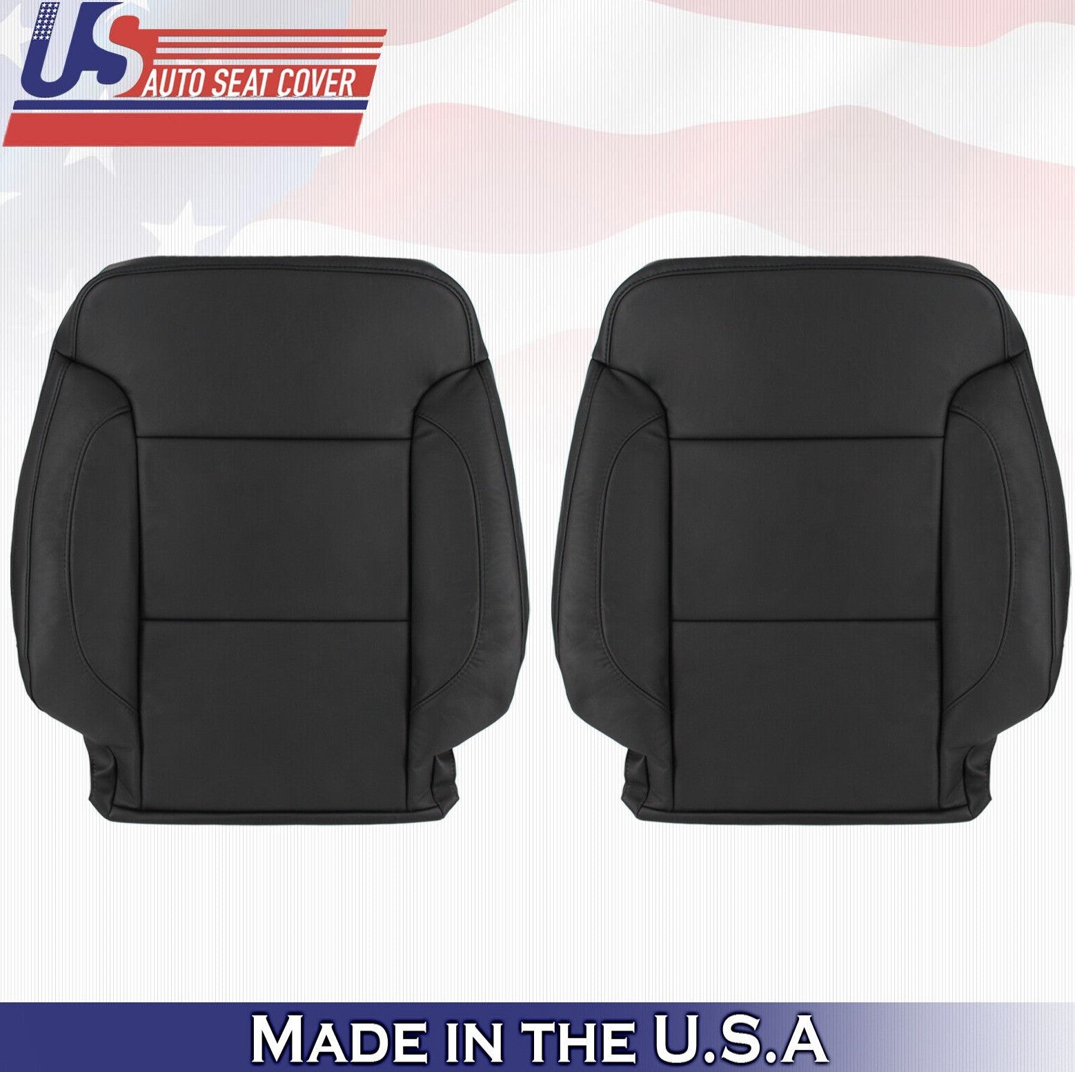 2019 For Chevy Suburban Driver & Passenger 2x Top Leather Seat Covers Black