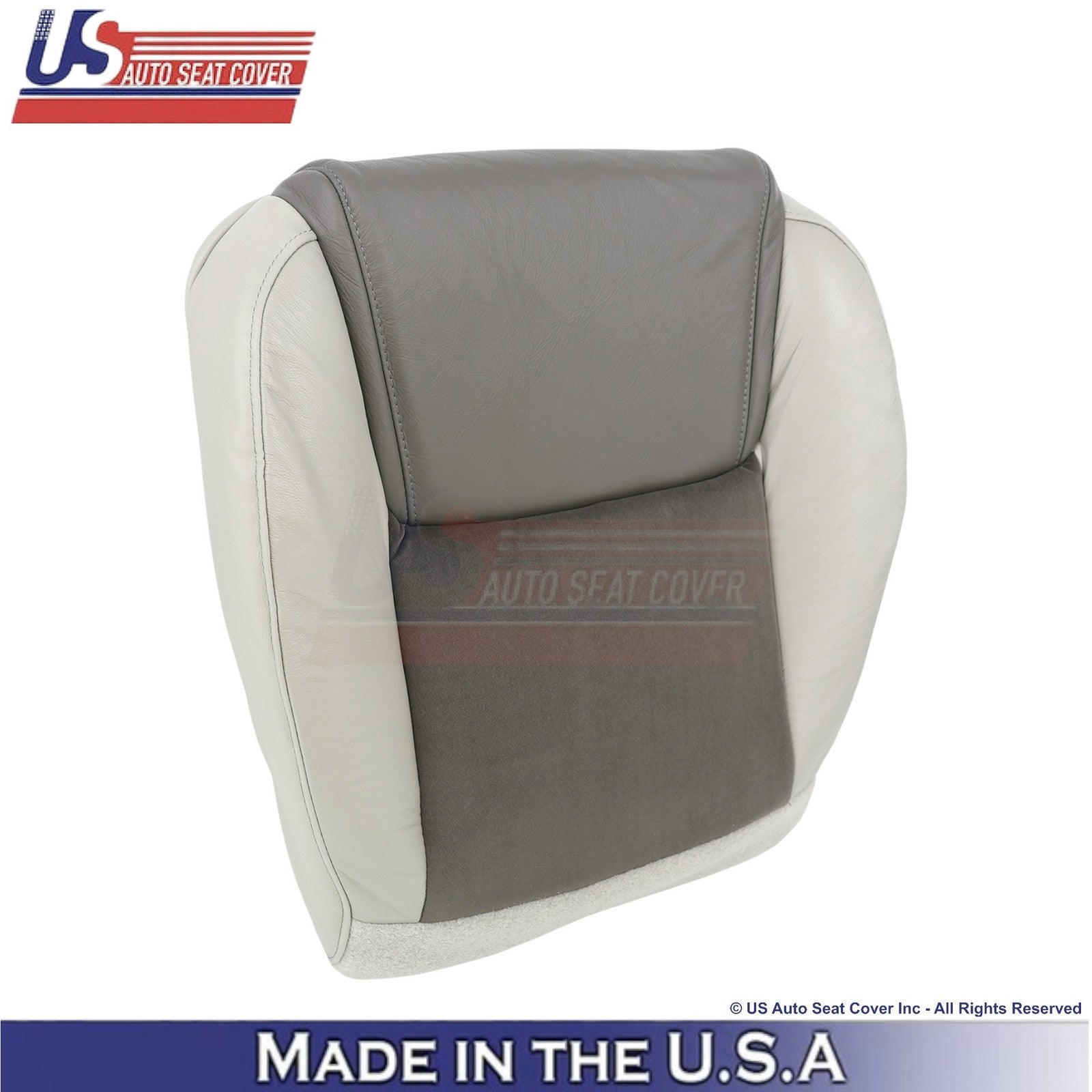 2006-2010 Fits Jeep Commander Leather & Suede Passenger Seat Covers 2-Tone Gray
