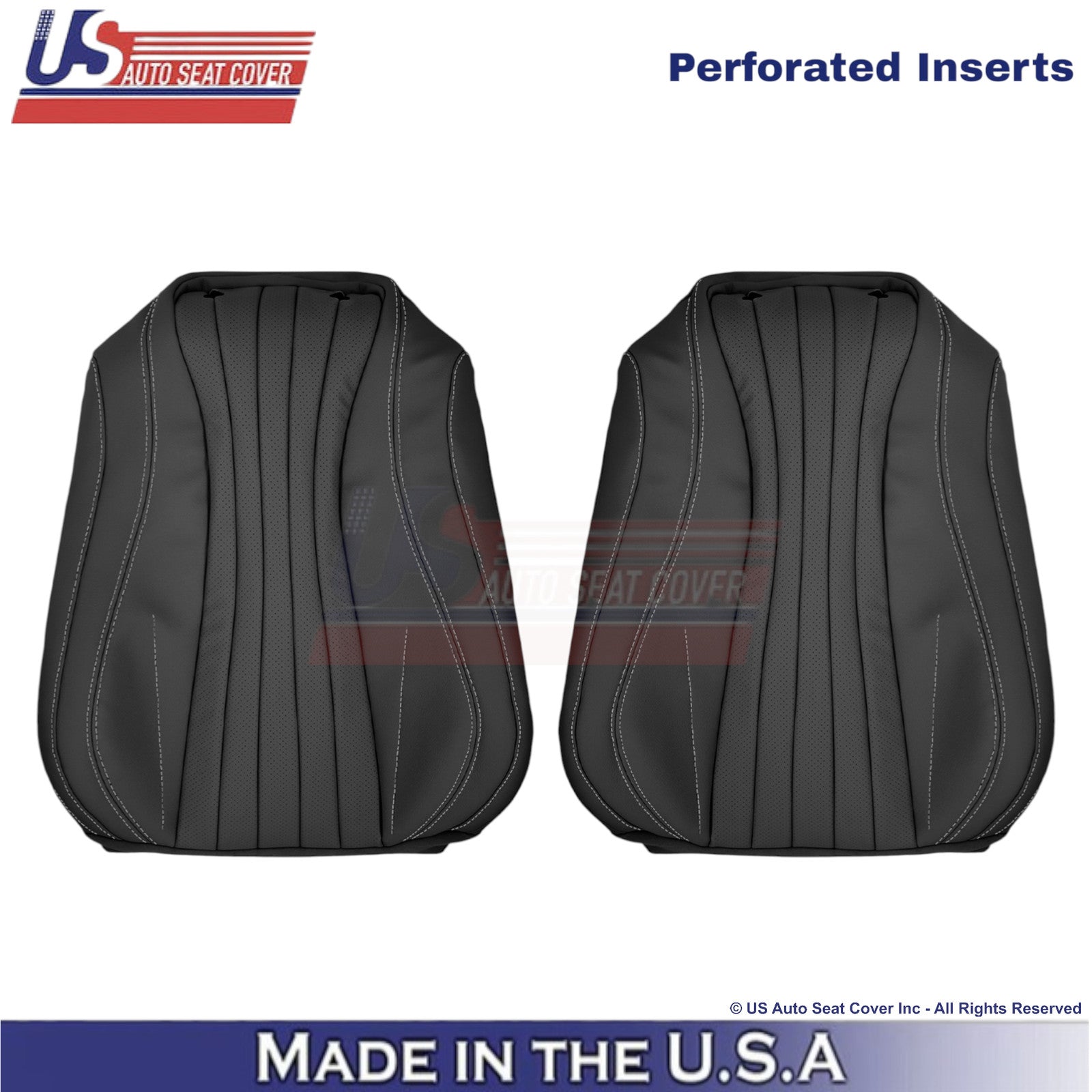 2017-2023 For Mercedes Benz E-Class Leatherette Front Covers Black-White Stitch