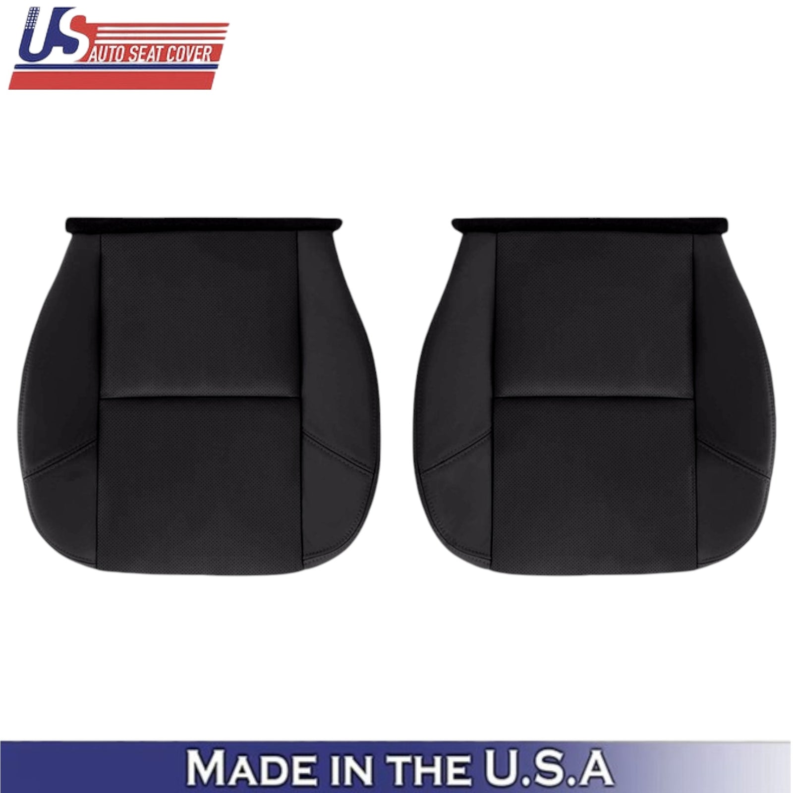 2009-2014 For GMC Sierra Denali Genuine Leather Front Bottom Seat Covers Ebony