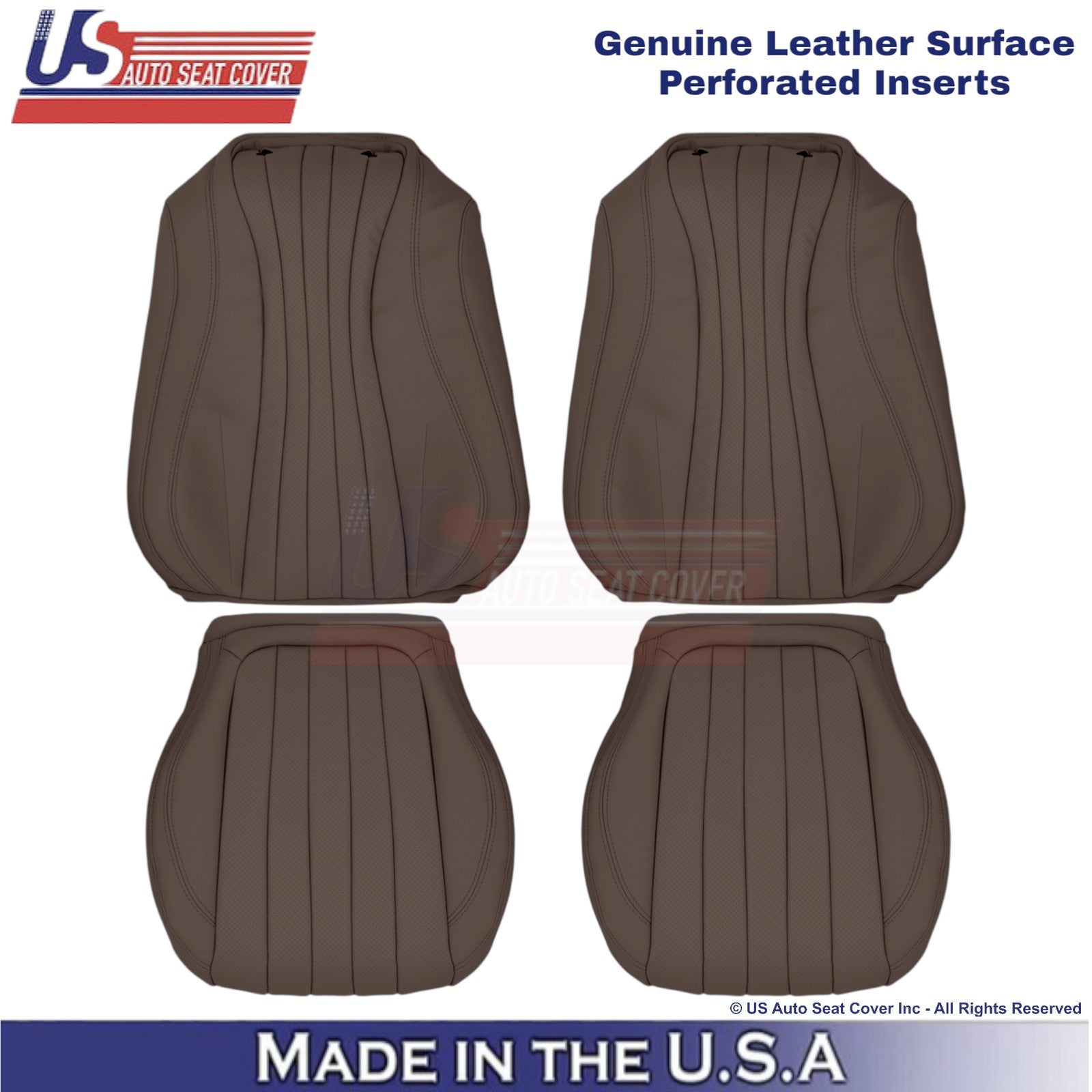 2017-2023 Fits Mercedes Benz E-Class Genuine Leather Front Seat Covers Nut Brown
