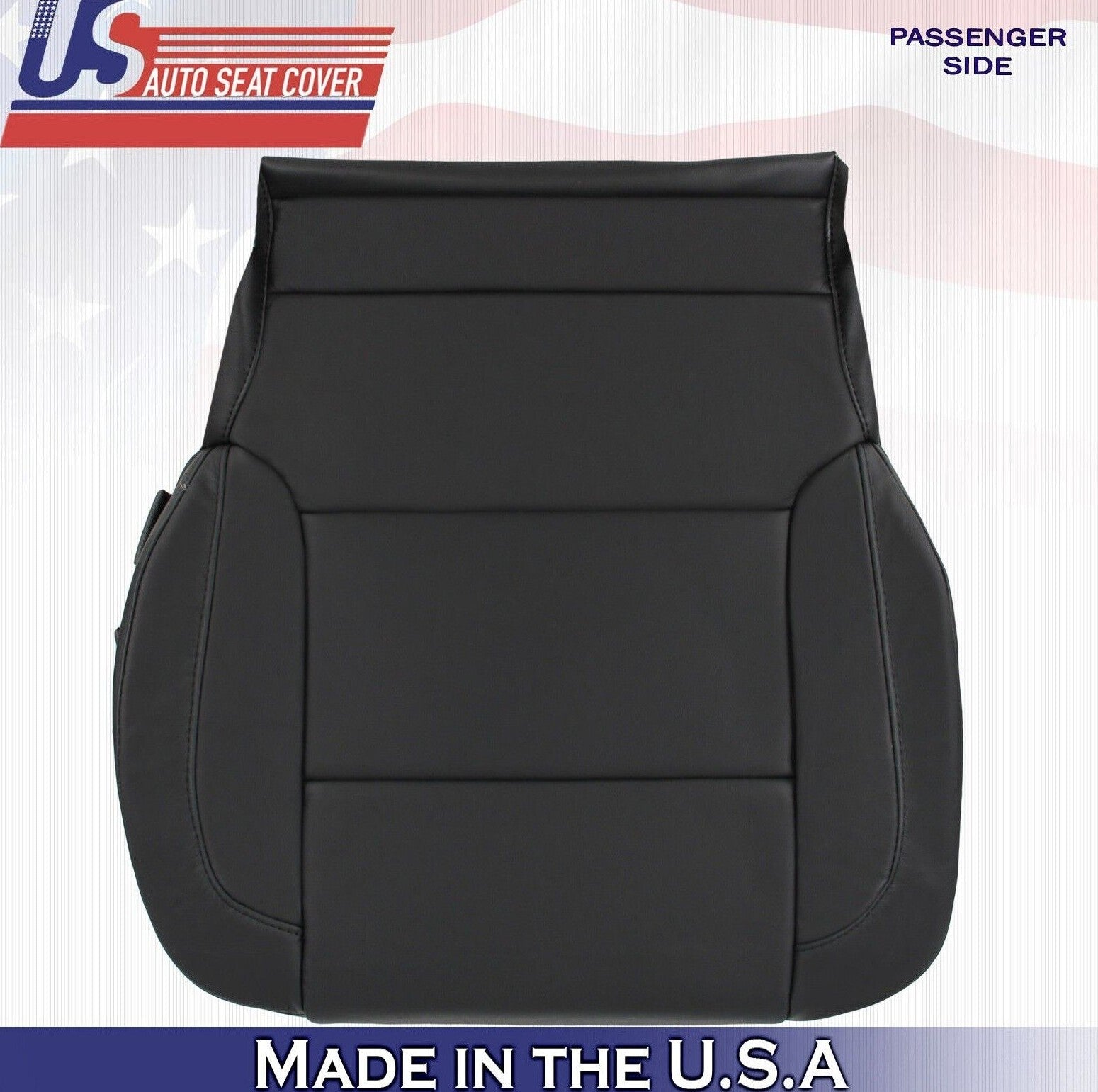 2017 2018 For Chevy Silverado 2500 3500 Passenger Bottom Leather Seat Cover BLK