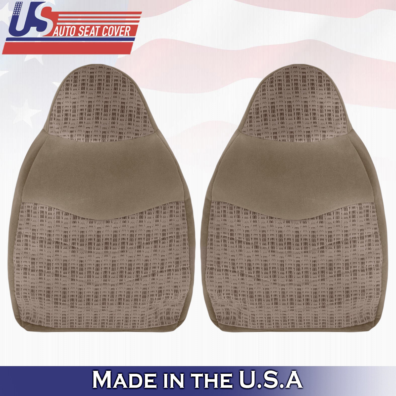 2000 For Ford F250 F350 XLT Passenger & Driver 2x Top Cloth Seat Covers Tan
