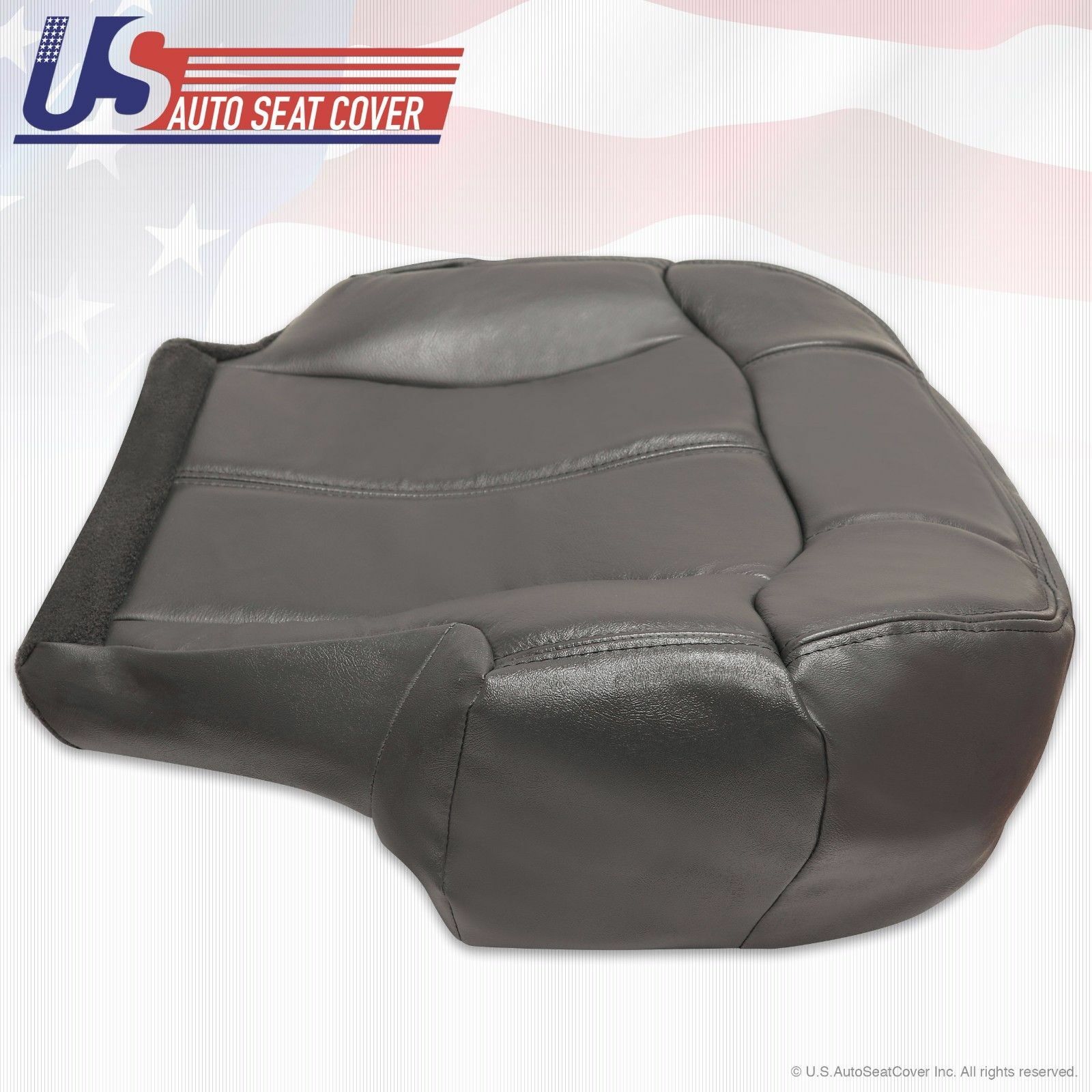 1999 - 02 Silverado Driver & Passenger Bottom Leather Seat Covers Very Dark Gray