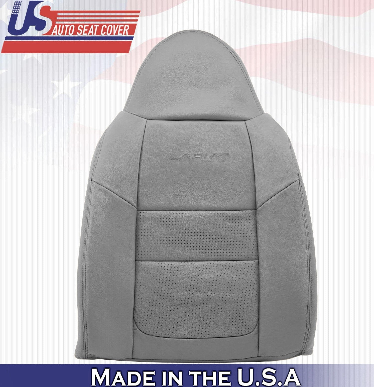 2001 For  Ford F350 Lariat Driver & Passenger Top Perforated Leather Covers Gray