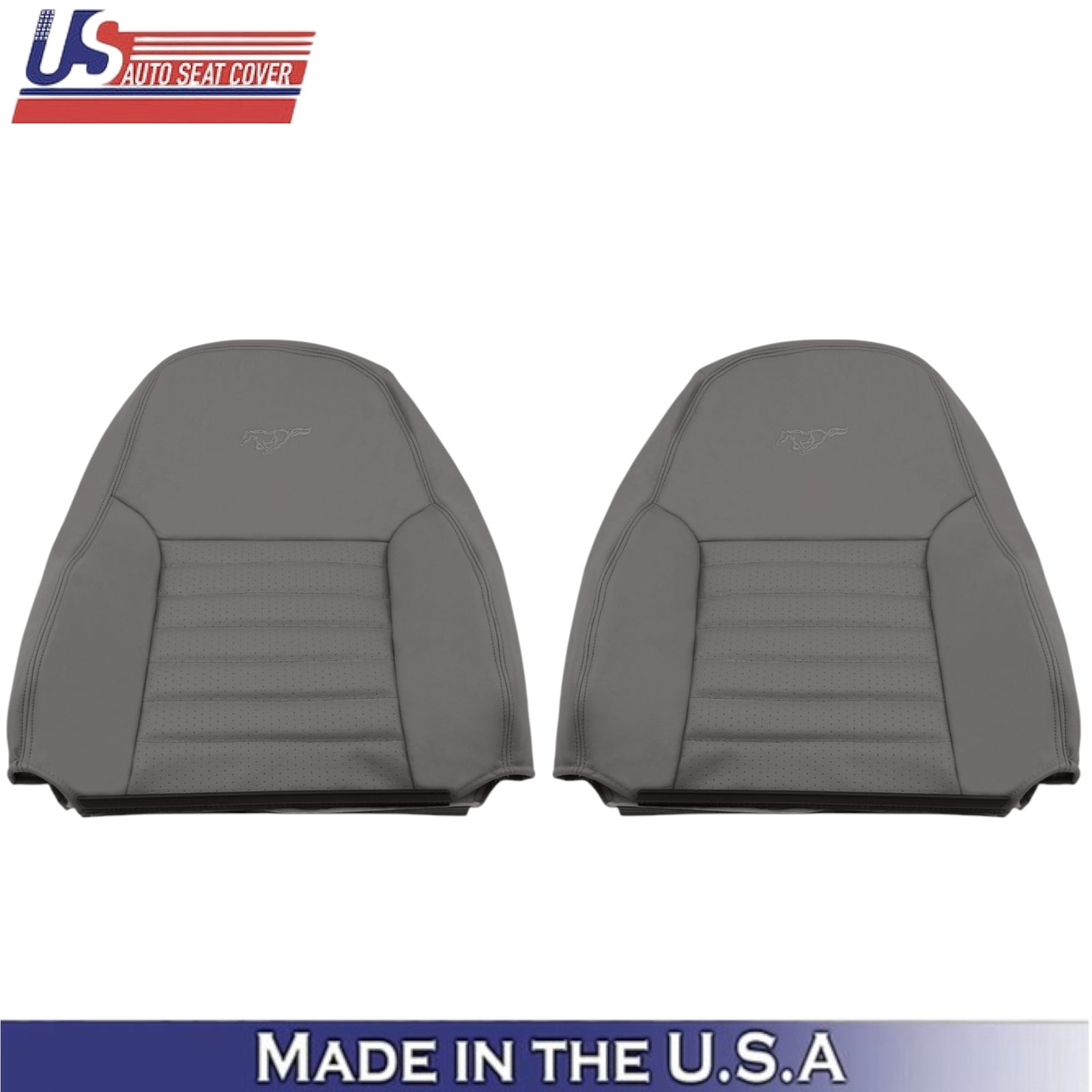 1999-2004 For Ford Mustang GT Leather Front Top Seat Covers Medium Graphite