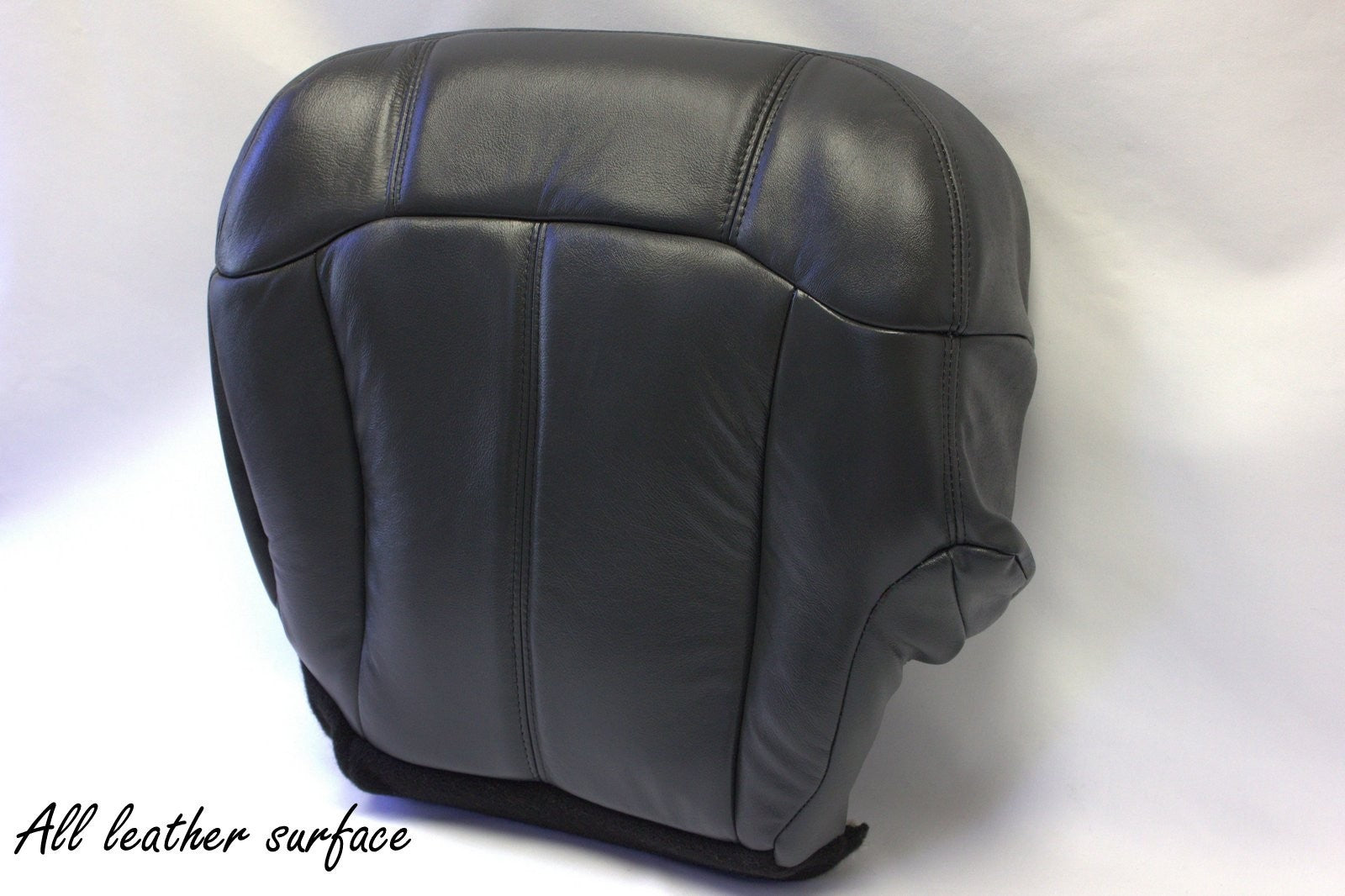 2001 2002 GMC Sierra 1500 2500 3500 Driver Bottom Leather Seat Cover Gray Black