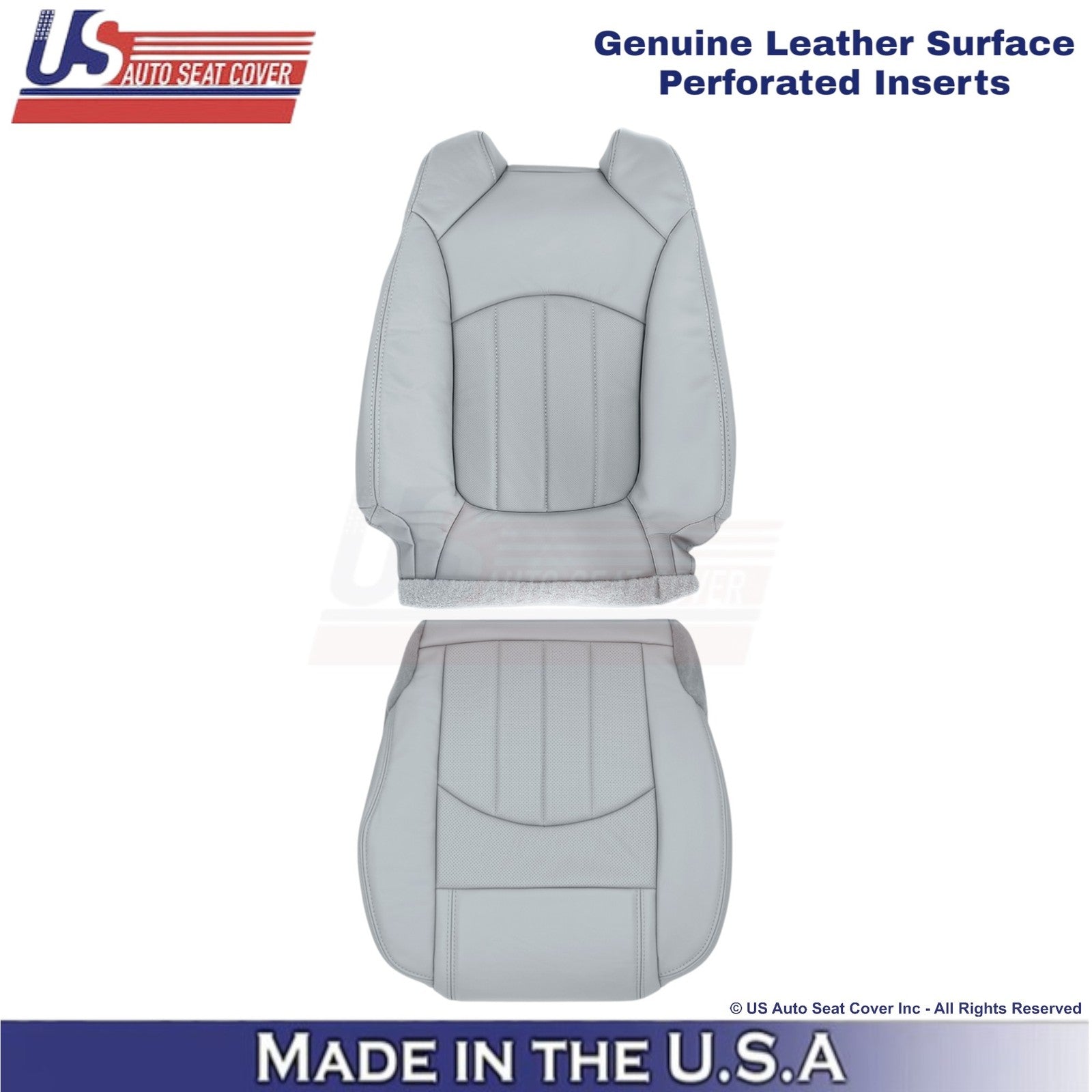 2013-2017 Fits Chevy Traverse Genuine Leather Perf. Front Covers Light Titanium