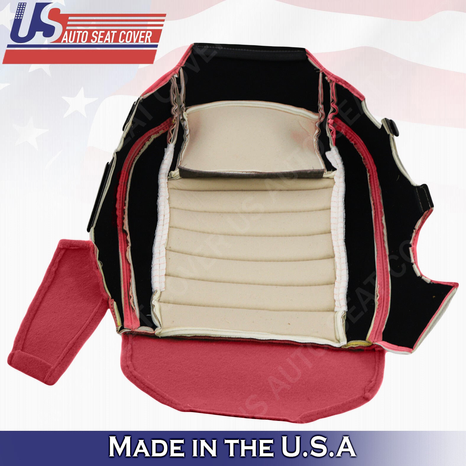 2005 2006 2007 2008 2009 Fits Ford Mustang Driver Bottom & Top Leather Cover Red