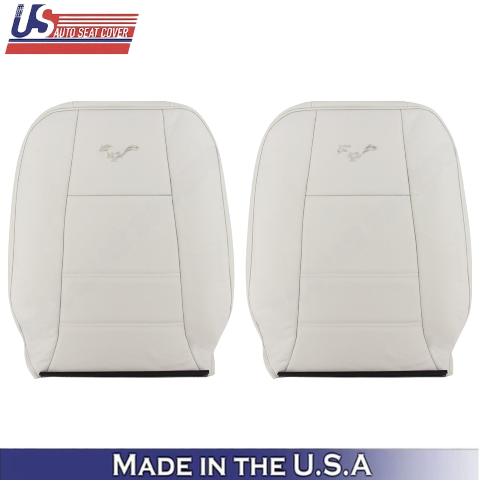 1999-2004 For Ford Mustang V6 Leatherette Front Top Seat Covers Oxford White