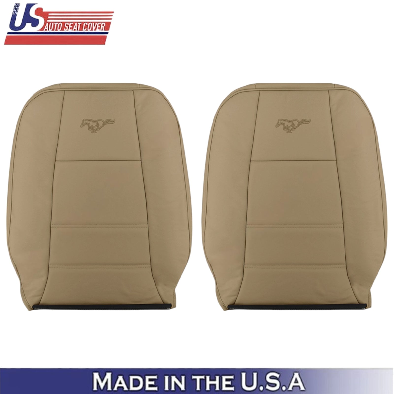 1999-2004 For Ford Mustang V6 Leatherette Front Top Seat Covers Medium Parchment