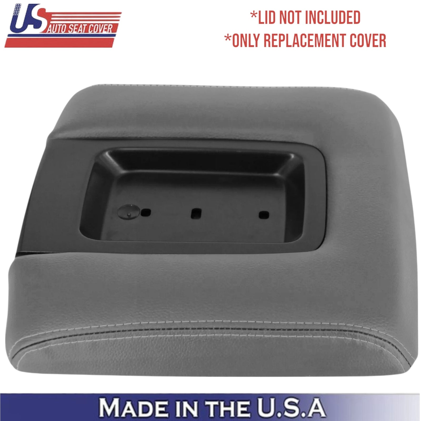 2014-2019 For Chevy Silverado Leatherette Center Console Lid Cover Dk Ash (Gray)