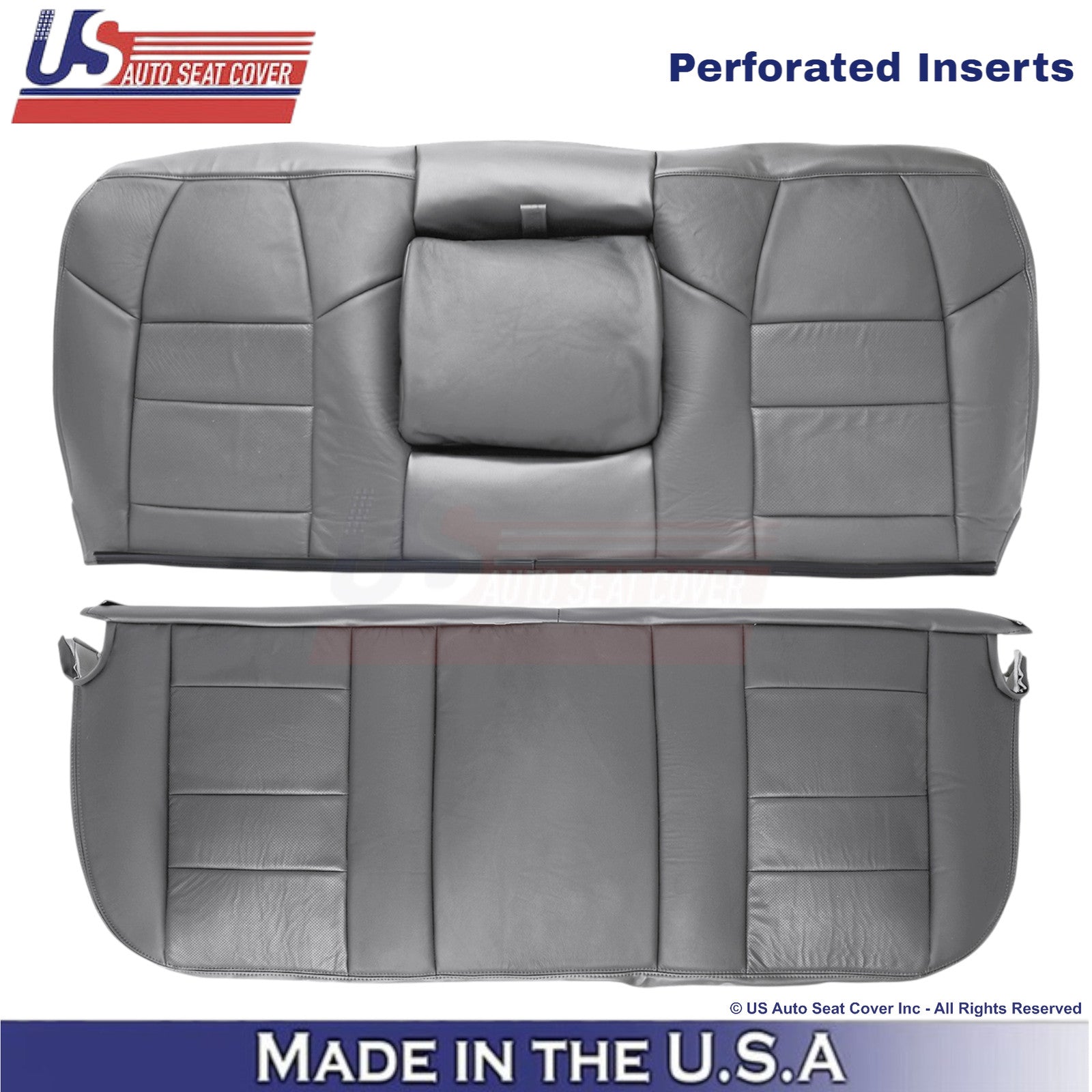 2003-2007 For Ford F250 F350 Lariat Leather Perf Rear Bench Seat Covers Gray
