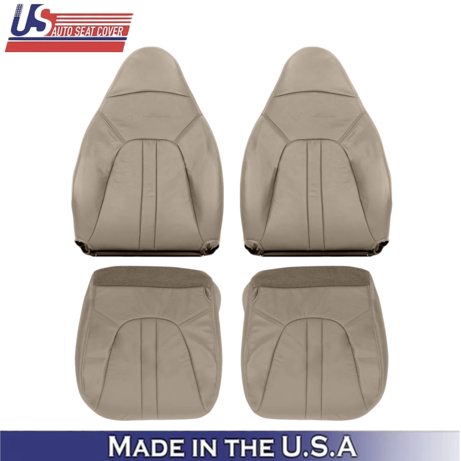 2000-2002 For Ford Expedition Eddie Bauer Leatherette Front Covers Med Parchment