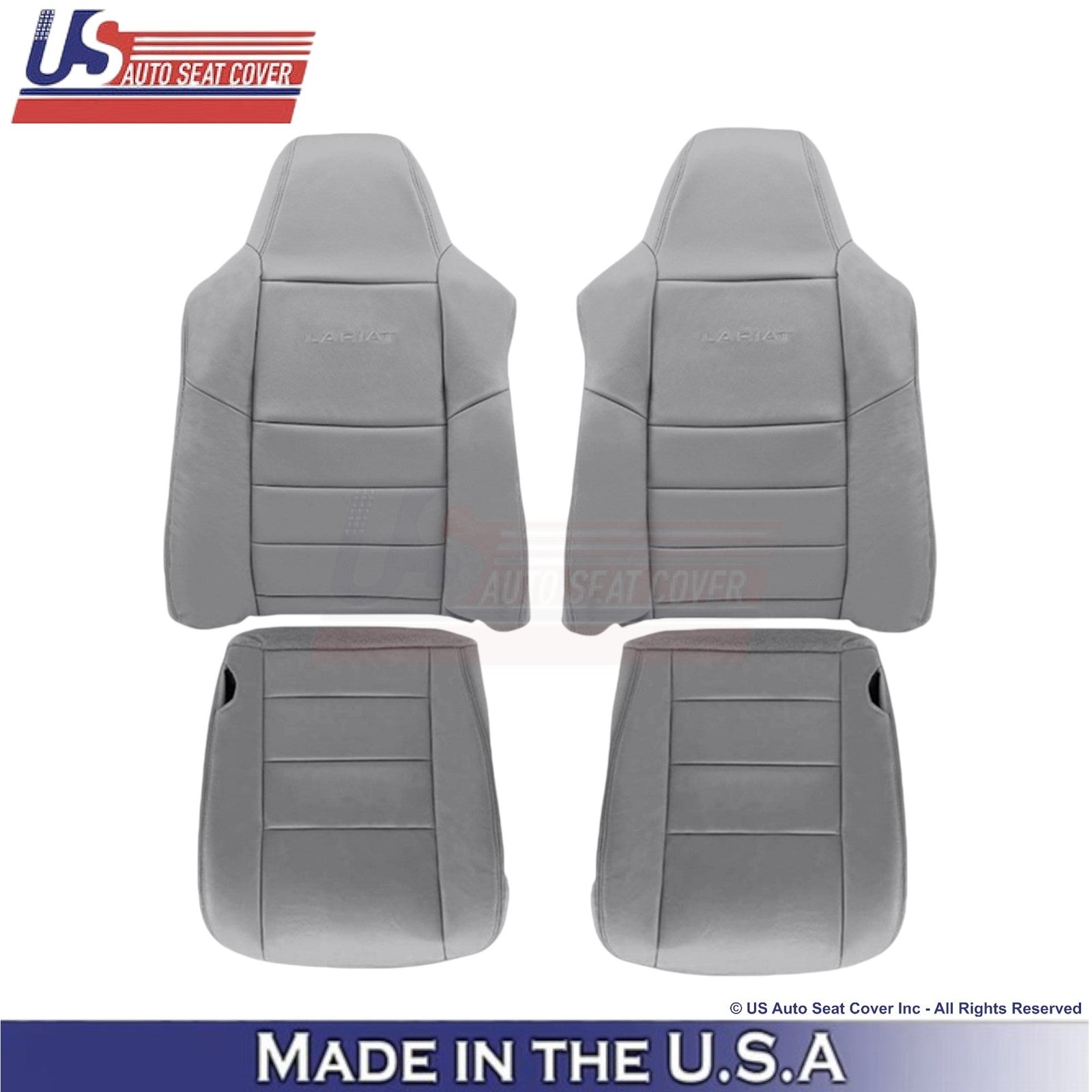 2003-2007 Fits Ford F250 F350 Lariat Leatherette Front OEM Seat Covers Gray