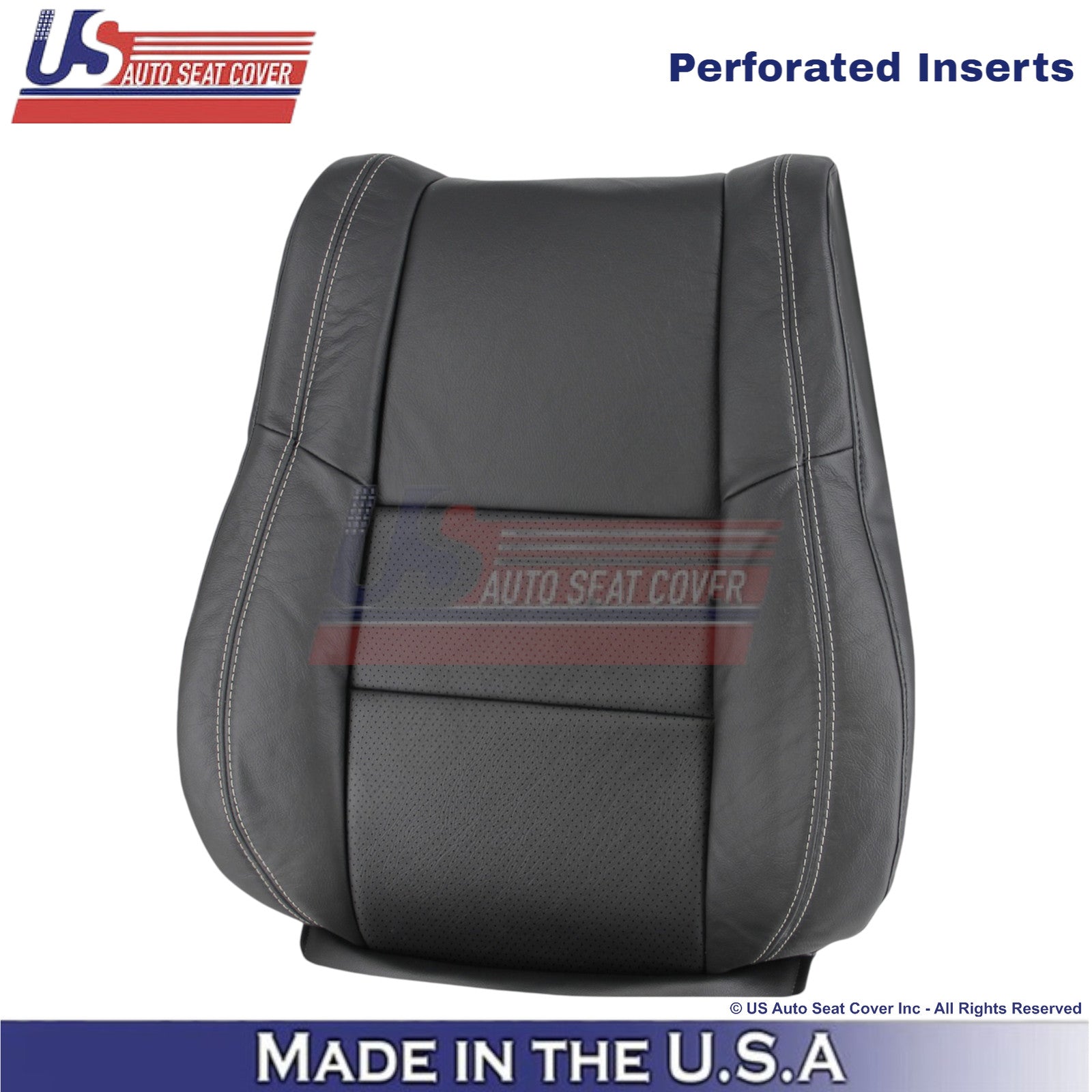 2011-2025 For Dodge Durango Leather Passenger Top Seat Cover Black-White Stitch