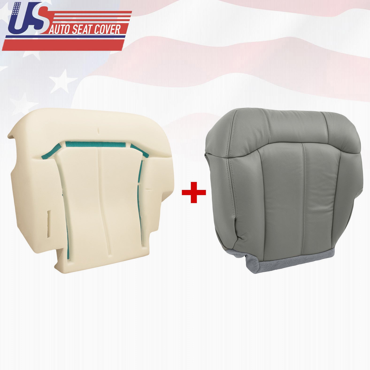 2000 2001 2002 Chevy Tahoe Driver Bottom Vinyl Seat Cover & Foam Cushion Gray