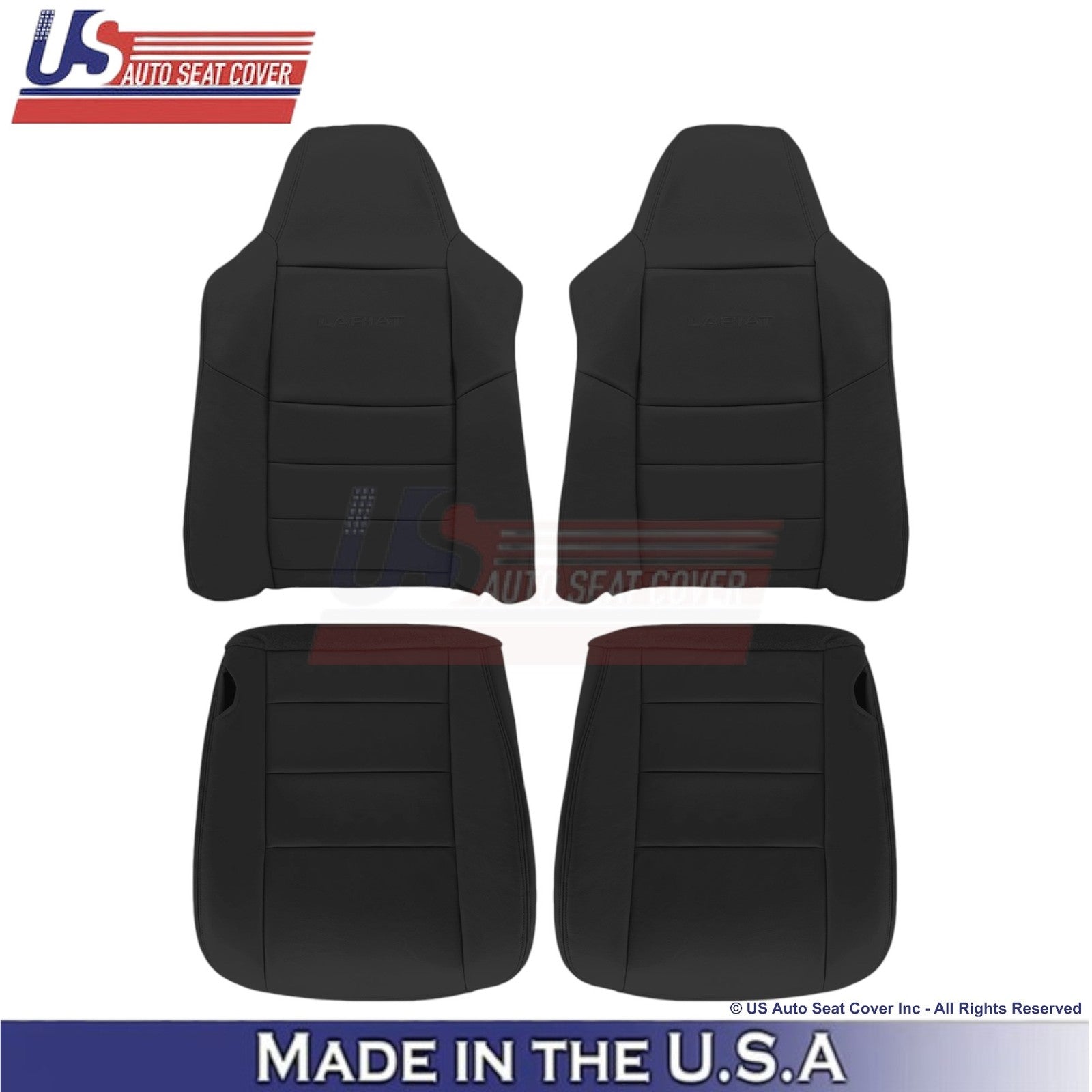 2004-2007 Fits Ford F250 F350 Lariat Leatherette Front OEM Seat Covers Black