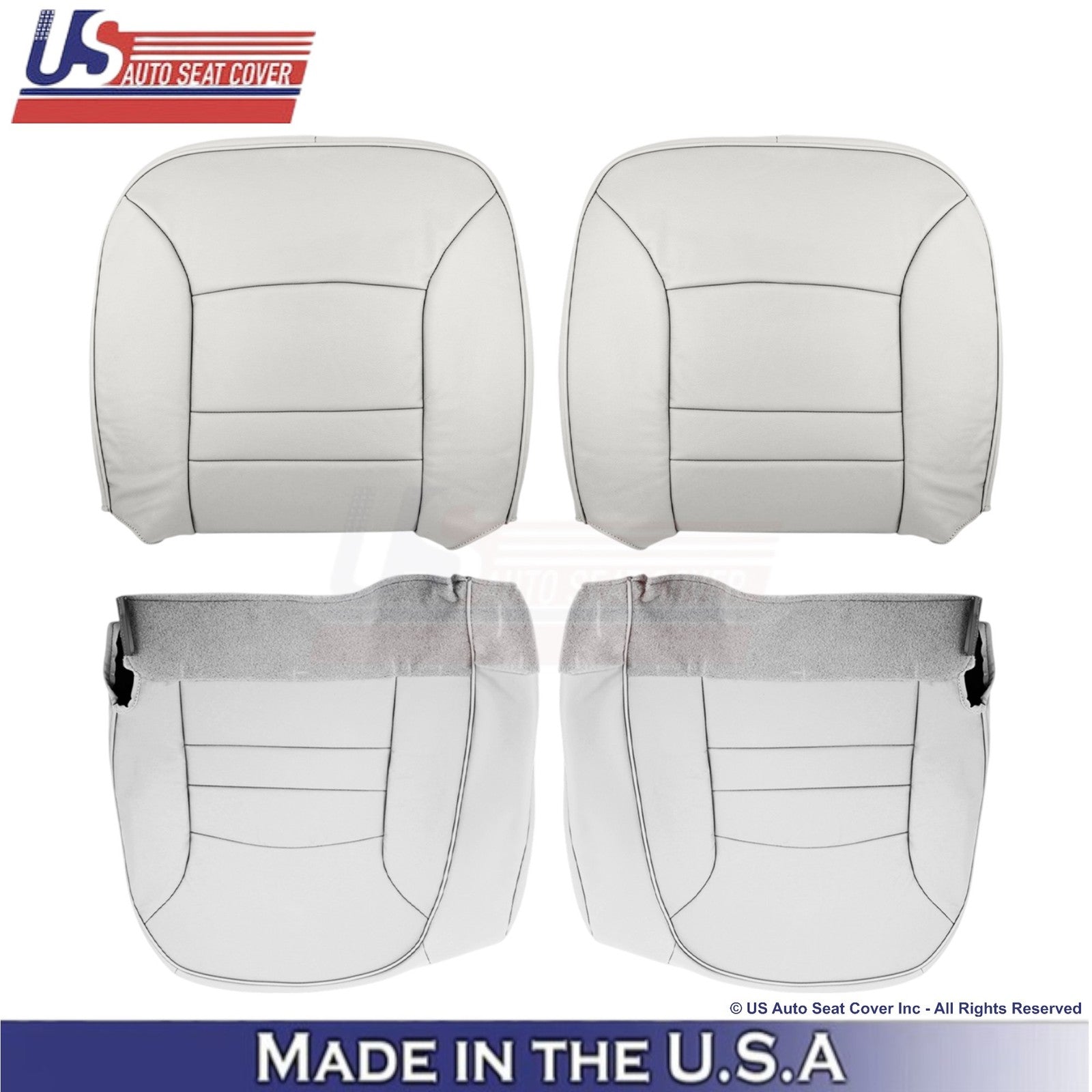 1998-2002 For Ford Crown Victoria Leatherette Front Replacement Covers White