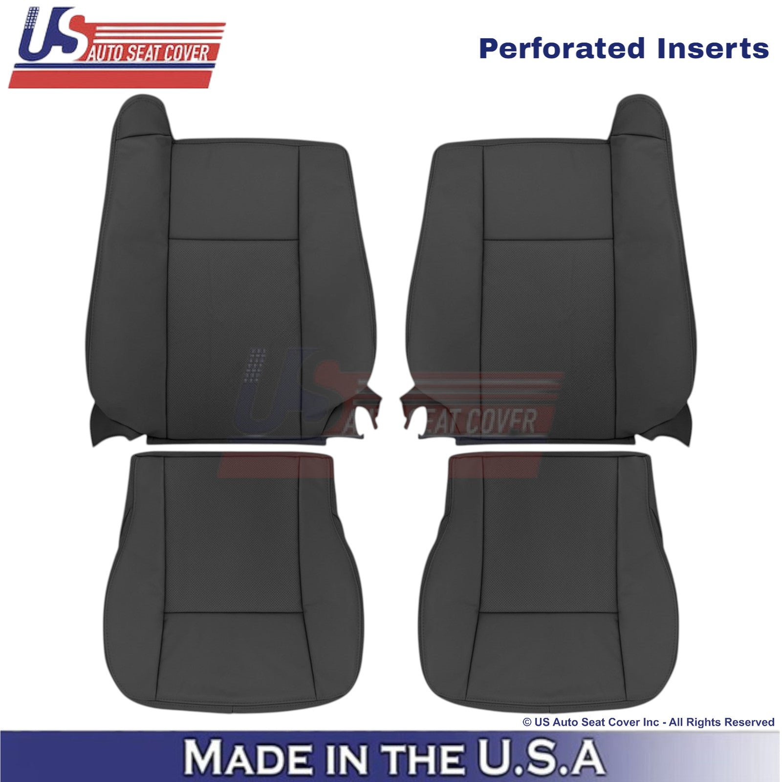 2003-2007 Fits Cadillac CTS Leather Front OEM Replacement Seat Covers Black