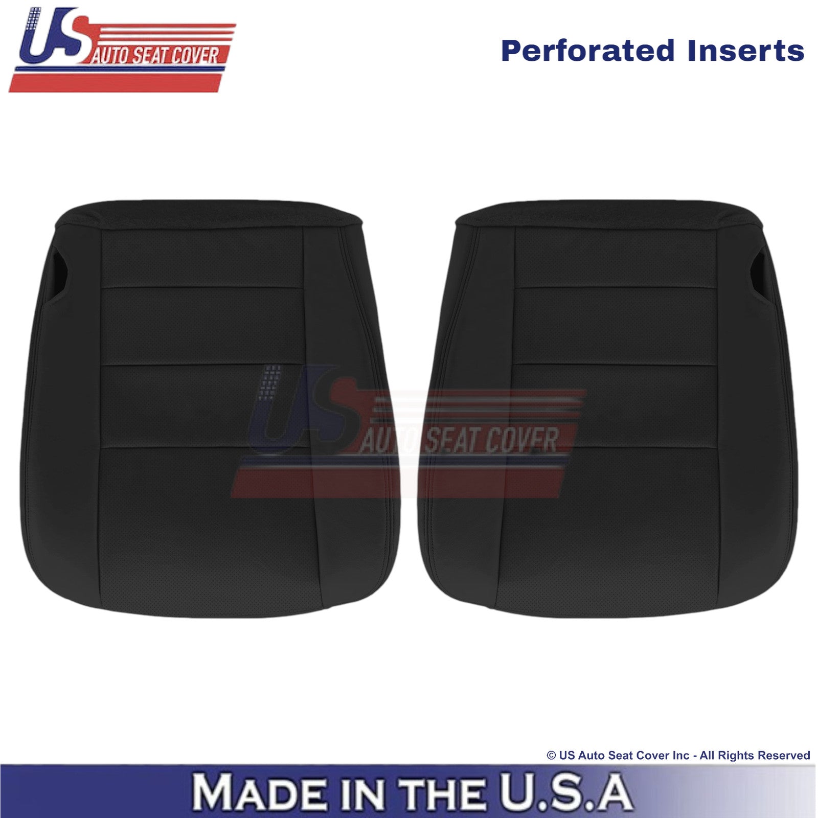 2004-2007 For Ford F250 F350 Lariat Leather Perf Front Bottom Seat Covers Black
