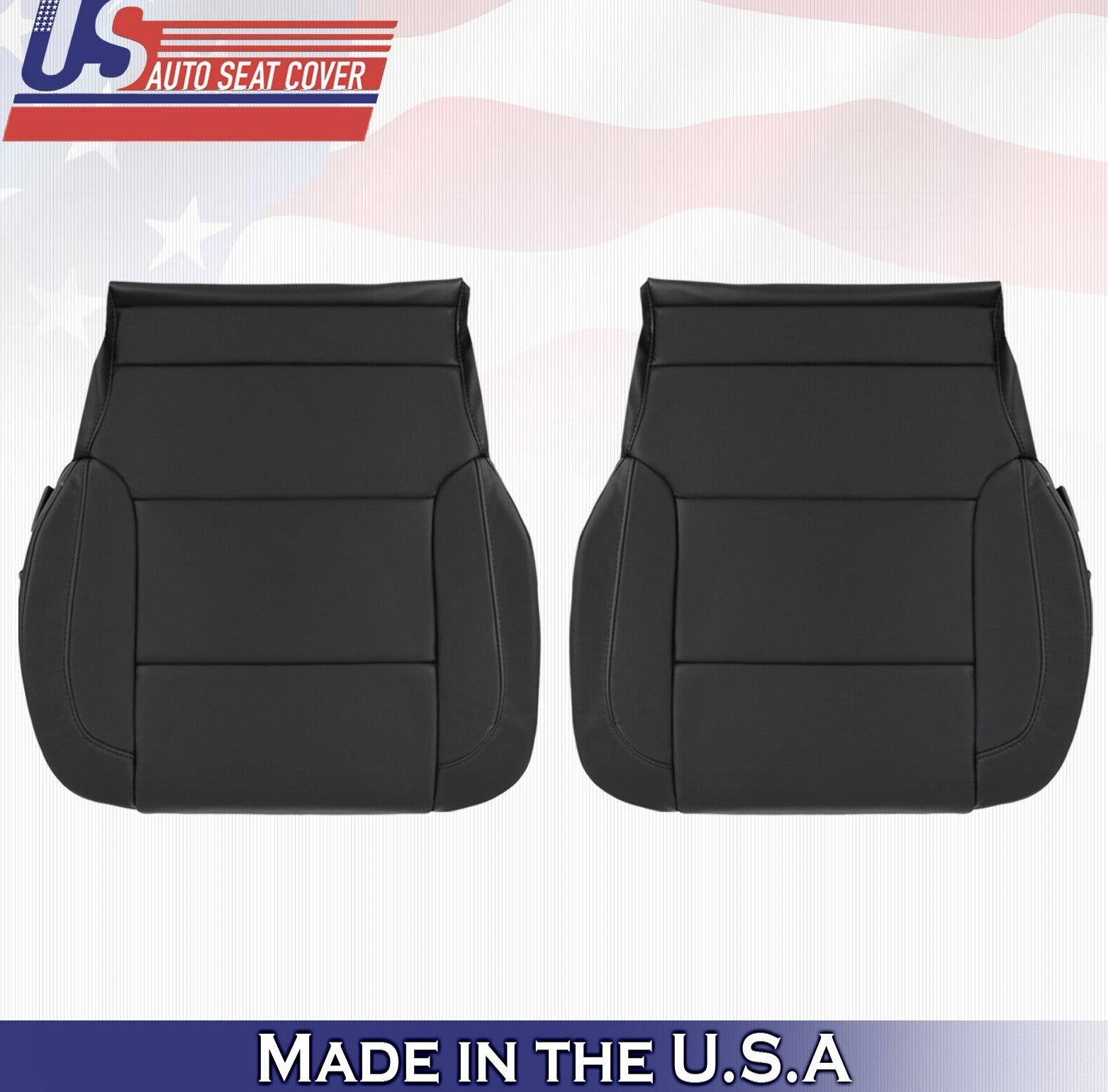 2014 2015 2016 For Chevy Tahoe Driver & Passenger Bottom Leather Seat Covers BLK