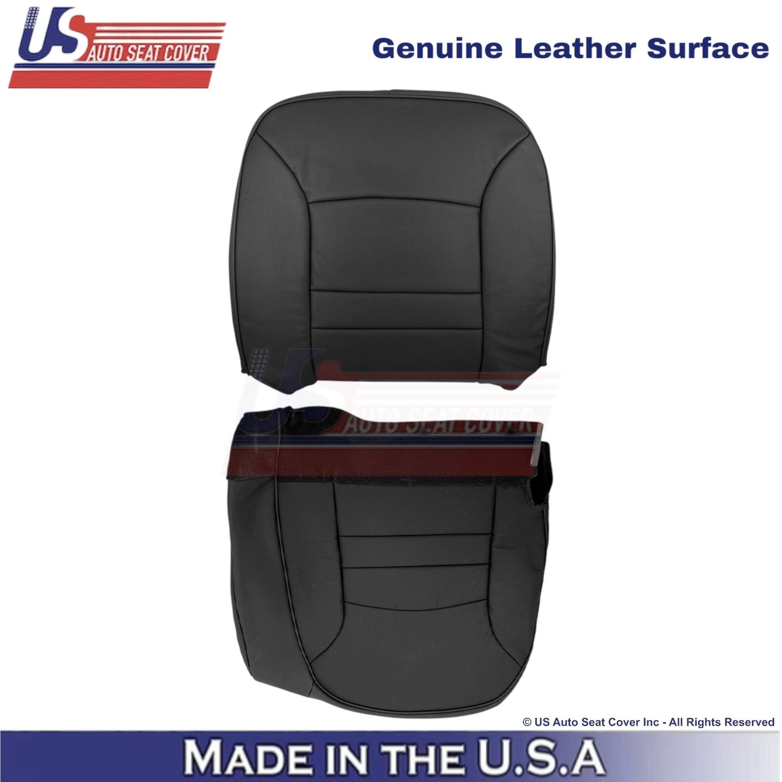 2000-2002 Fits Ford Crown Victoria Genuine Leather Driver Side Seat Covers Black
