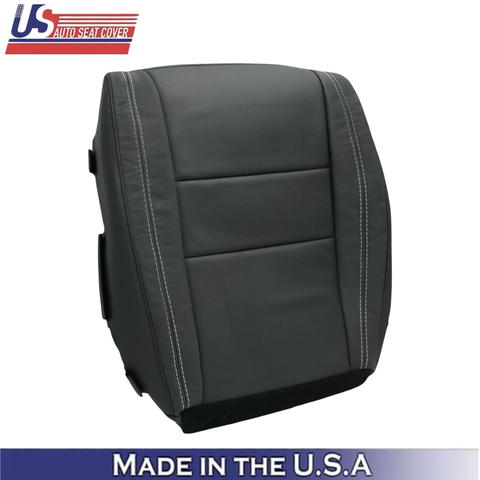 2011-2021 For Jeep Grand Cherokee Leather Front Bottom Covers Black-White Stitch