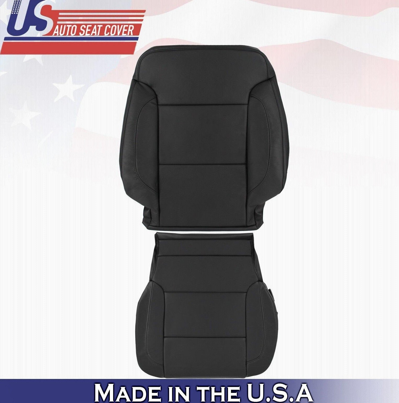 2018 2019 For Chevy Tahoe Driver Top & Bottom Leather Seat Covers Black