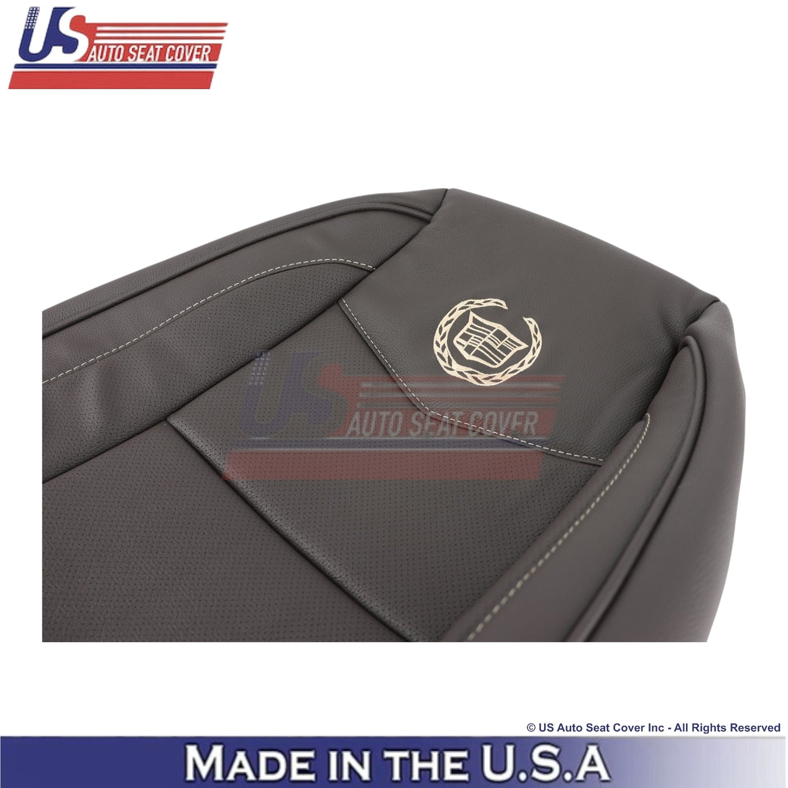 2007-2014 For Cadillac Escalade Platinum Leatherette Front Top Seat Covers Brown
