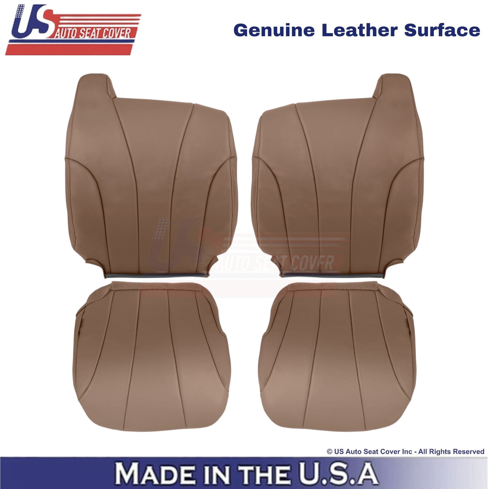 1999-2000 For Chevy Silverado W/T Leather Front Seat Covers Medium Dark Oak