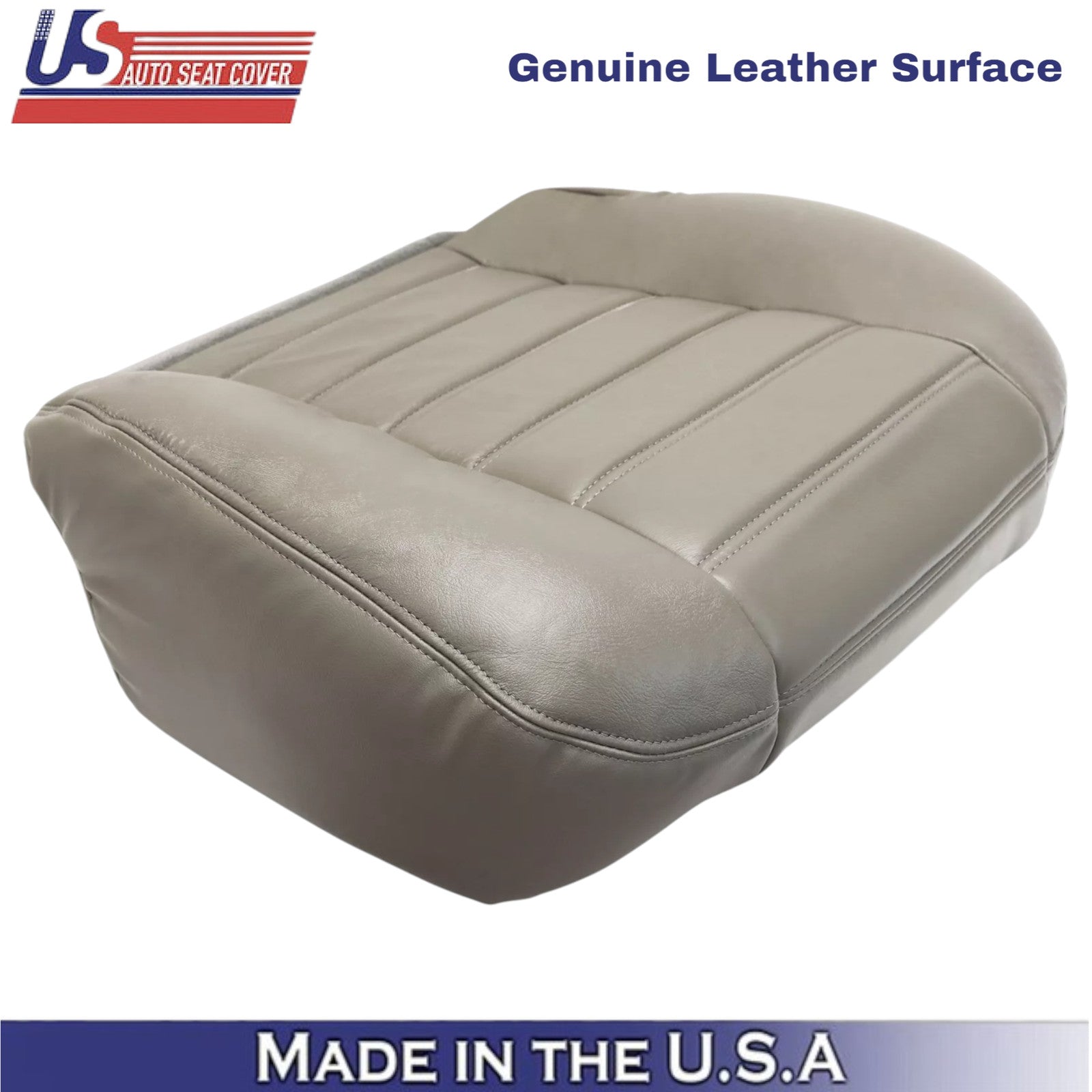 2003-2007 For Hummer H2 Genuine Leather Driver Bottom Seat Cover Wheat Gray