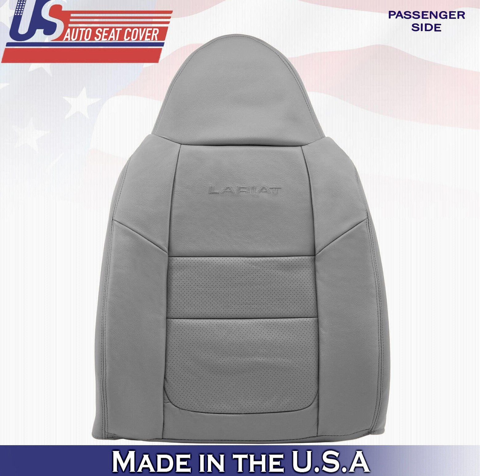 2001 For Ford F250 F350 Lariat Passenger Top & Bottom Leather Seat Covers Gray