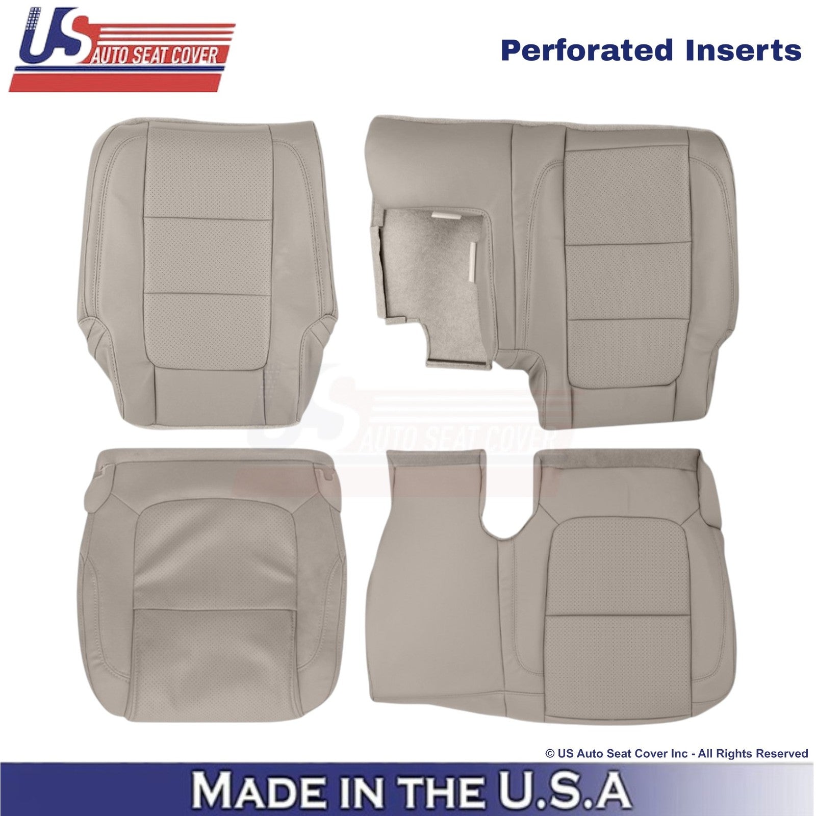 2011-2015 For Ford Explorer 2nd Row Leather Seat Covers Med. Light Stone